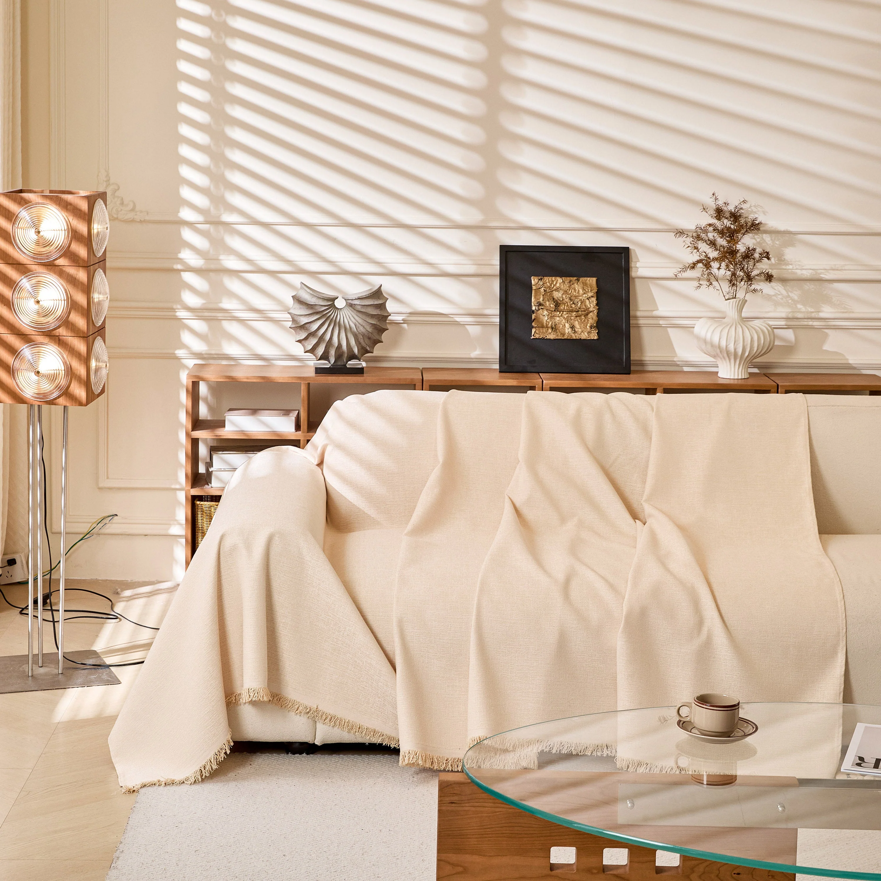 Natural Textured Linen Couch Cover, Breathable & Hypoallergenic Furniture Protector - Image 109