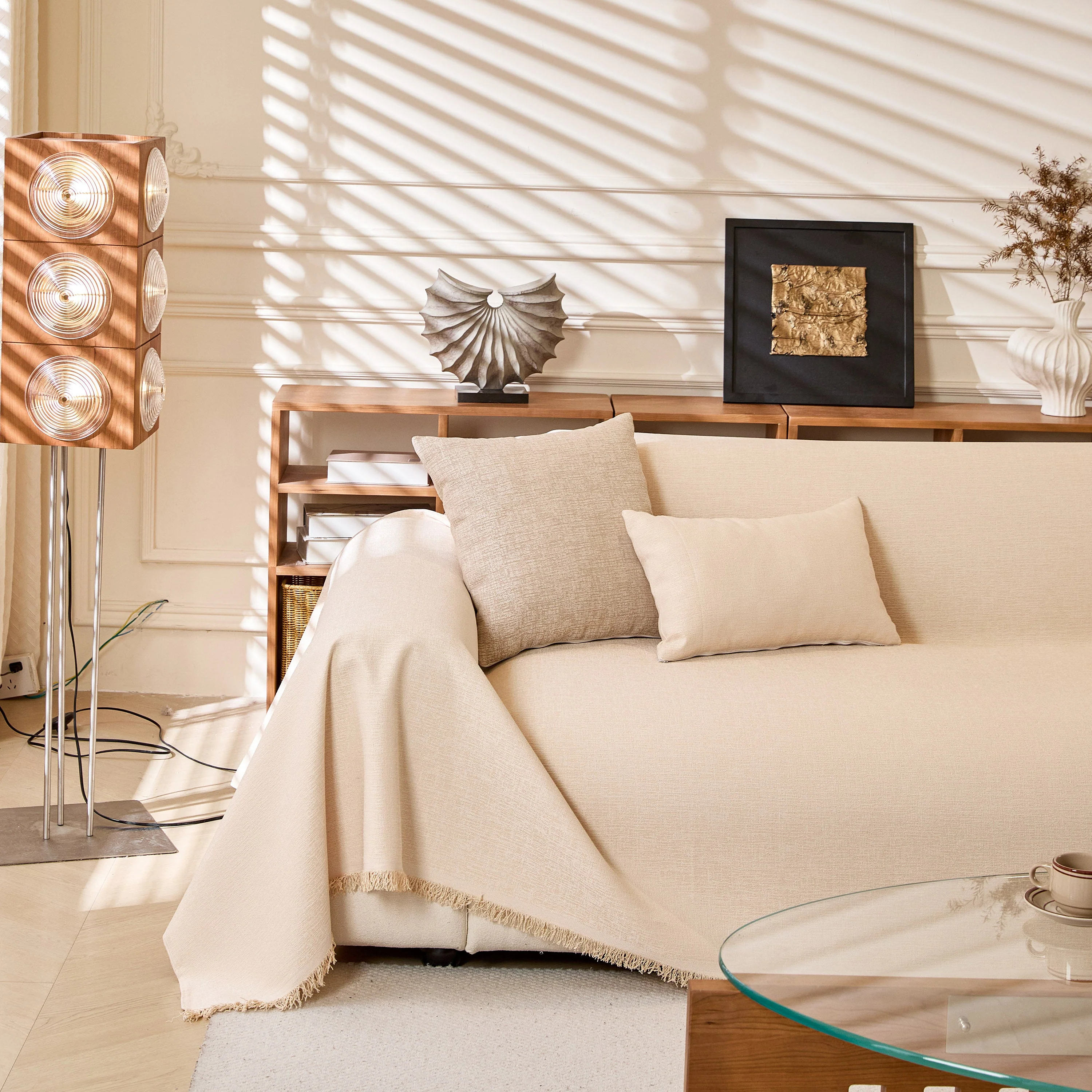 Natural Textured Linen Couch Cover, Breathable & Hypoallergenic Furniture Protector - Image 110