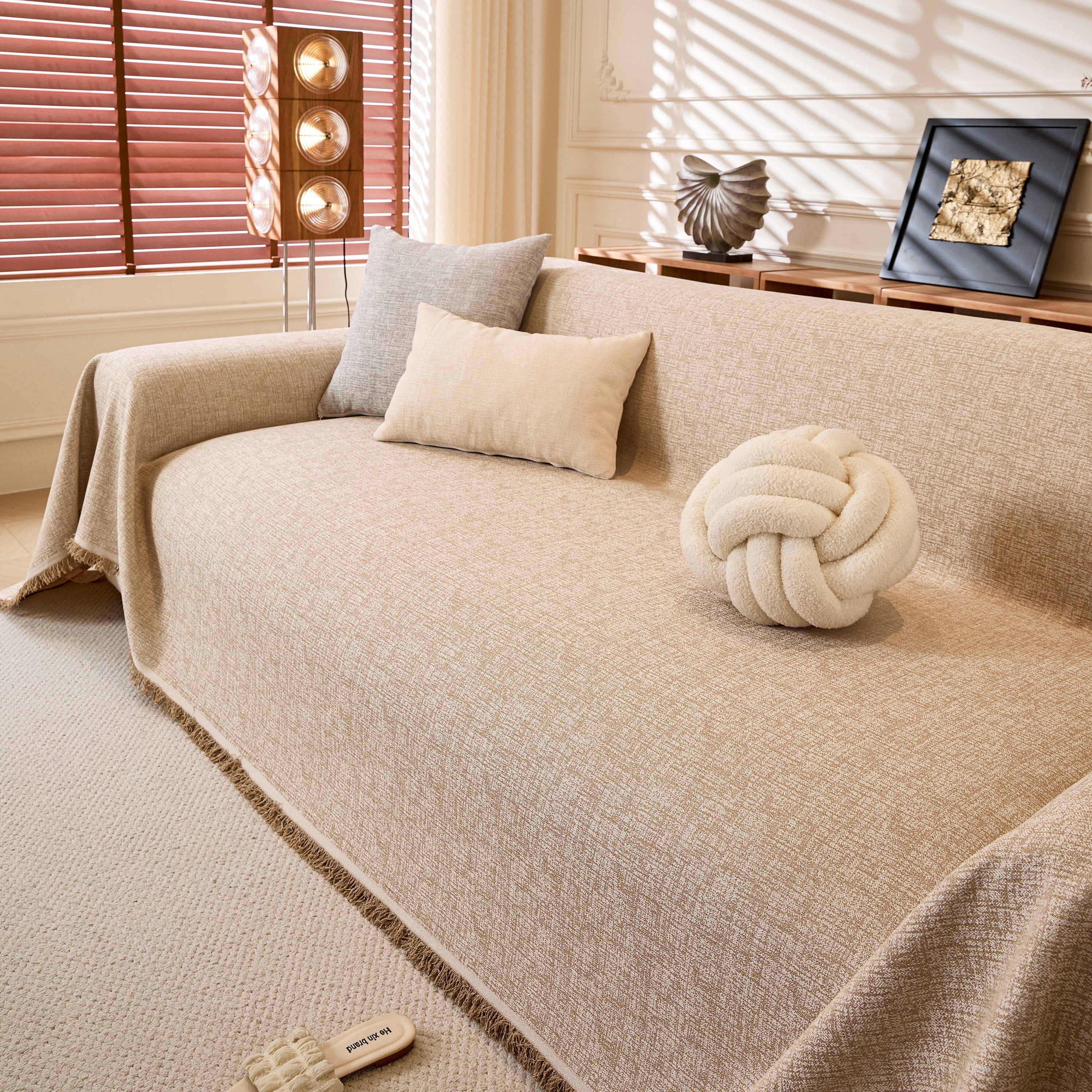 Natural Textured Linen Couch Cover, Breathable & Hypoallergenic Furniture Protector - Image 15