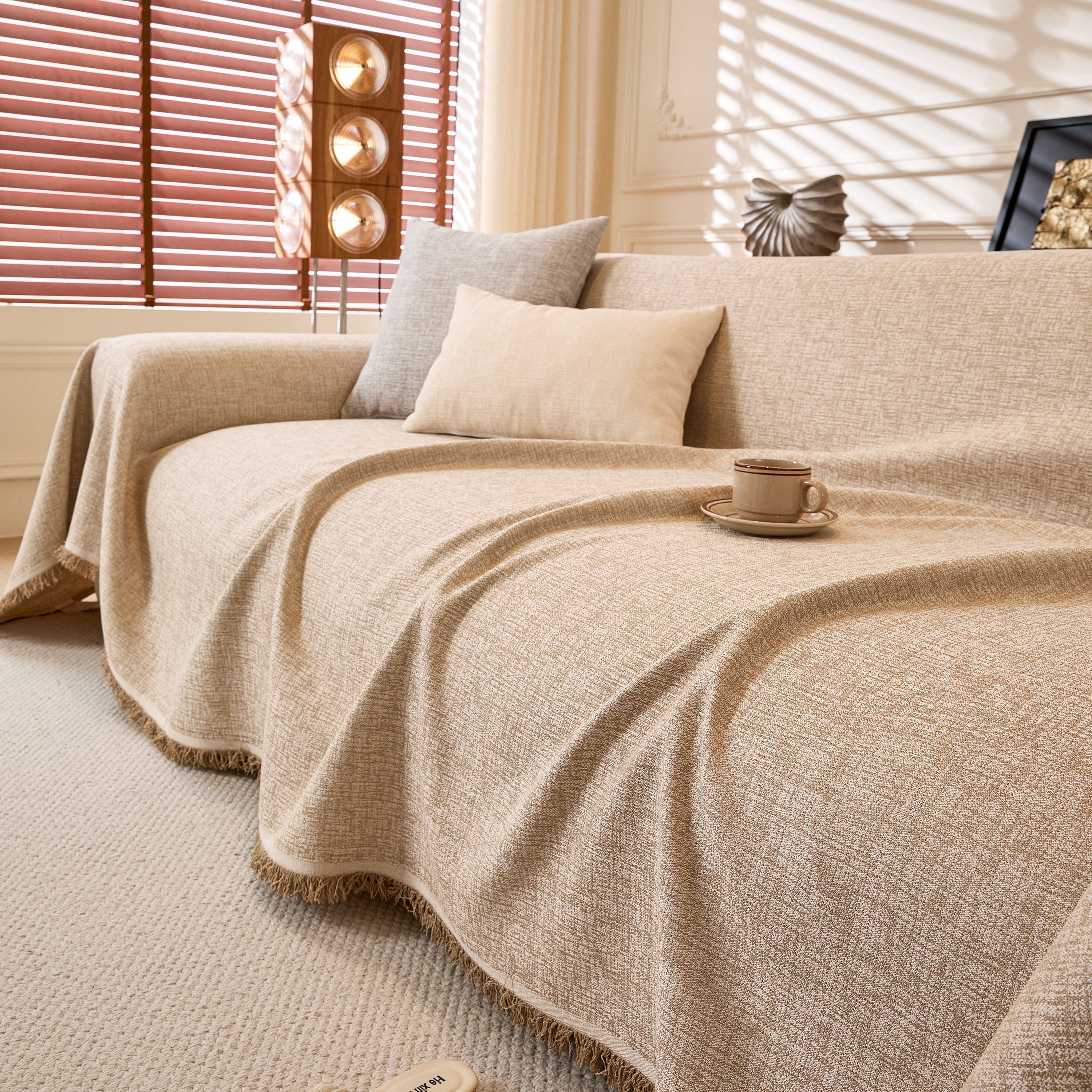 Natural Textured Linen Couch Cover, Breathable & Hypoallergenic Furniture Protector - Image 17