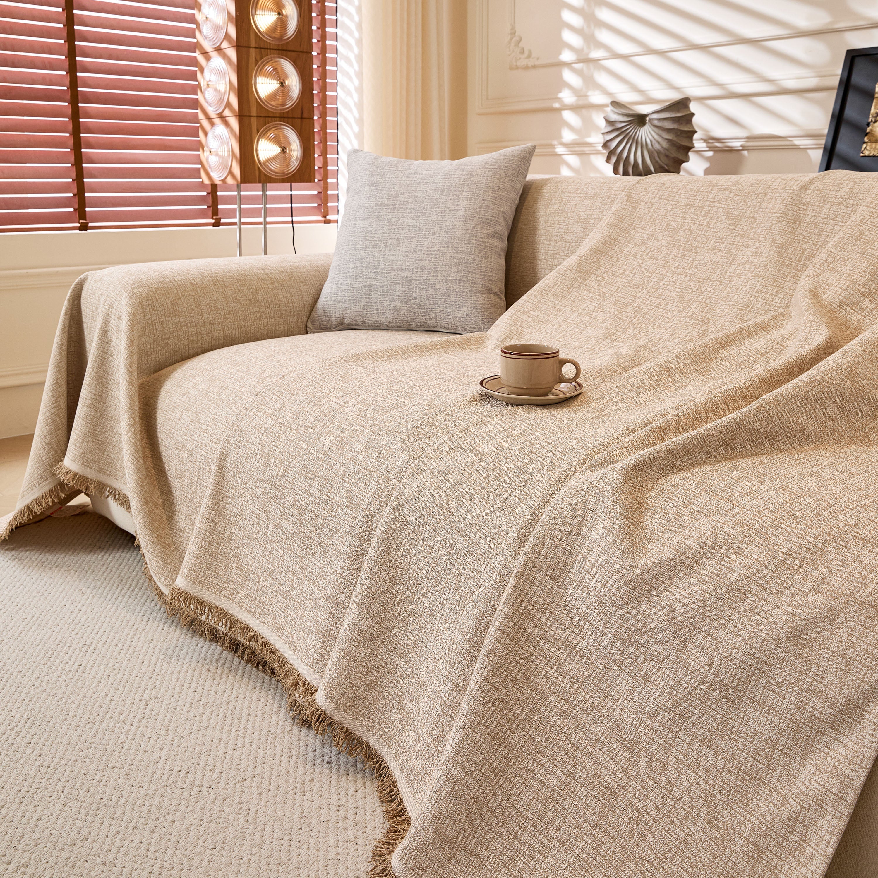 Natural Textured Linen Couch Cover, Breathable & Hypoallergenic Furniture Protector - Image 18