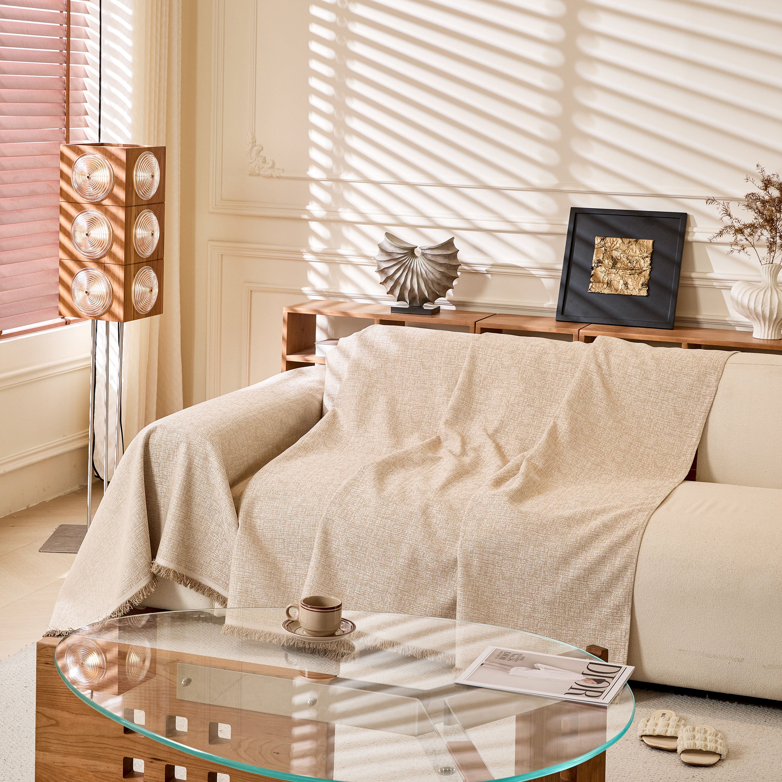Natural Textured Linen Couch Cover, Breathable & Hypoallergenic Furniture Protector - Image 19