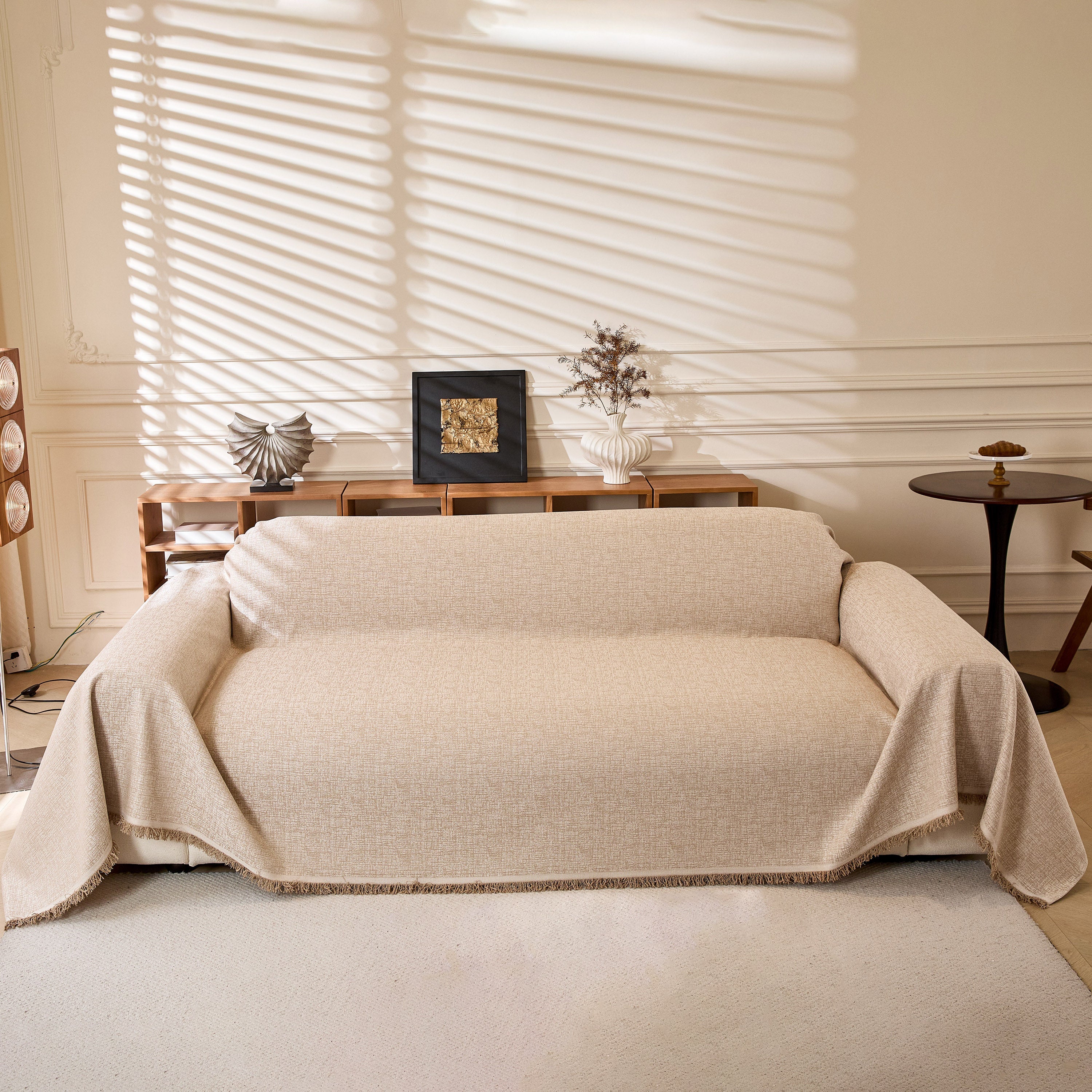 Natural Textured Linen Couch Cover, Breathable & Hypoallergenic Furniture Protector - Image 2