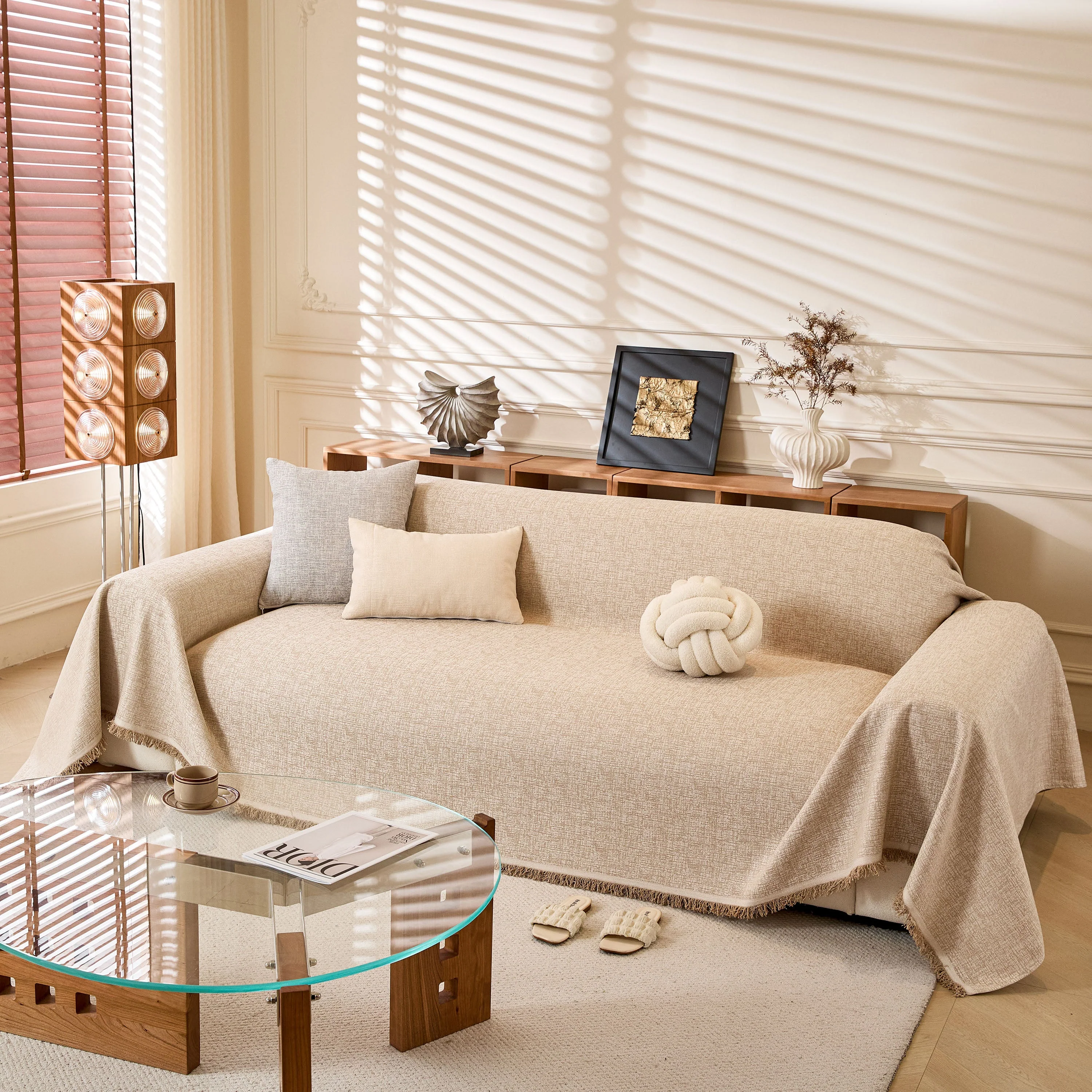 Natural Textured Linen Couch Cover, Breathable & Hypoallergenic Furniture Protector - Image 20