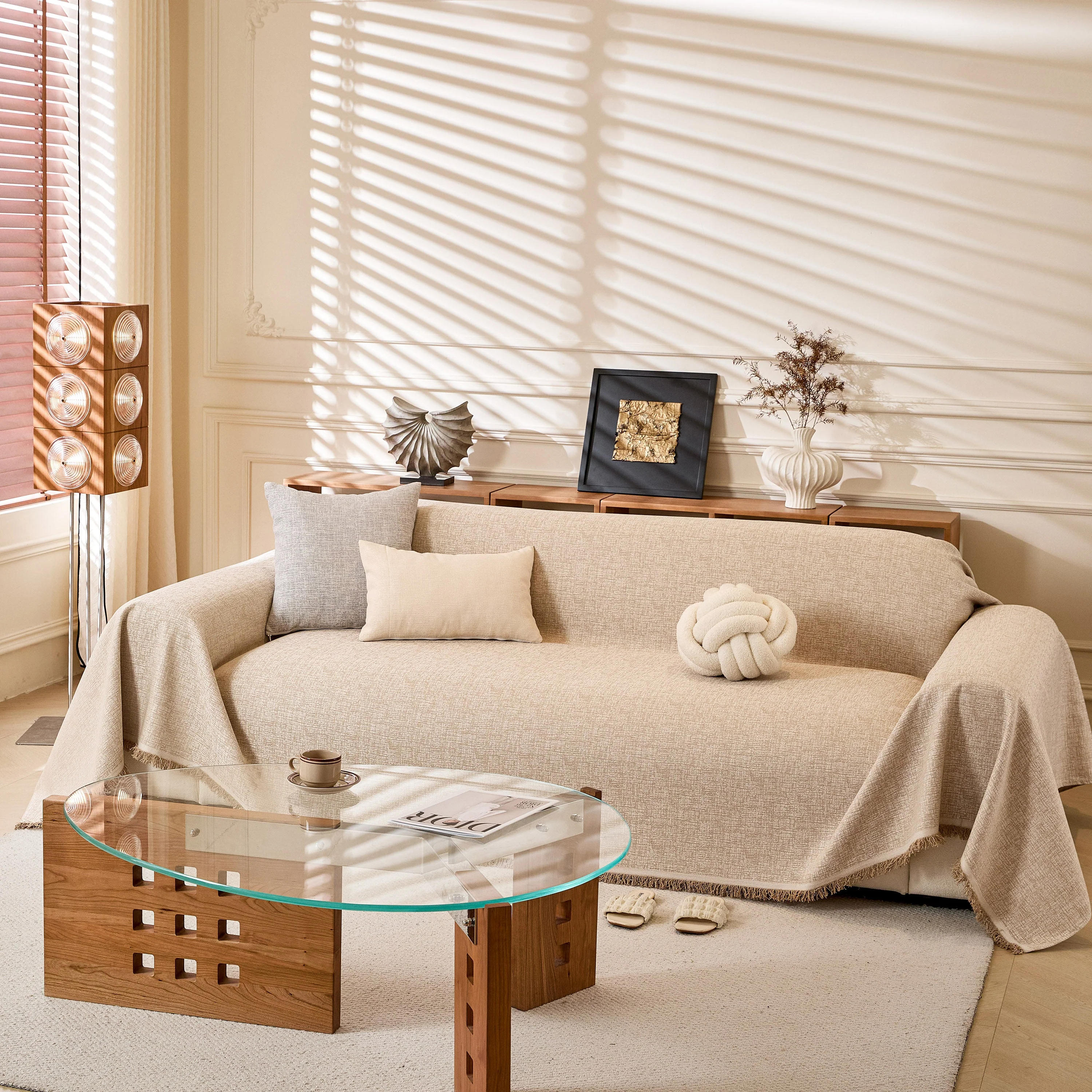 Natural Textured Linen Couch Cover, Breathable & Hypoallergenic Furniture Protector - Image 21