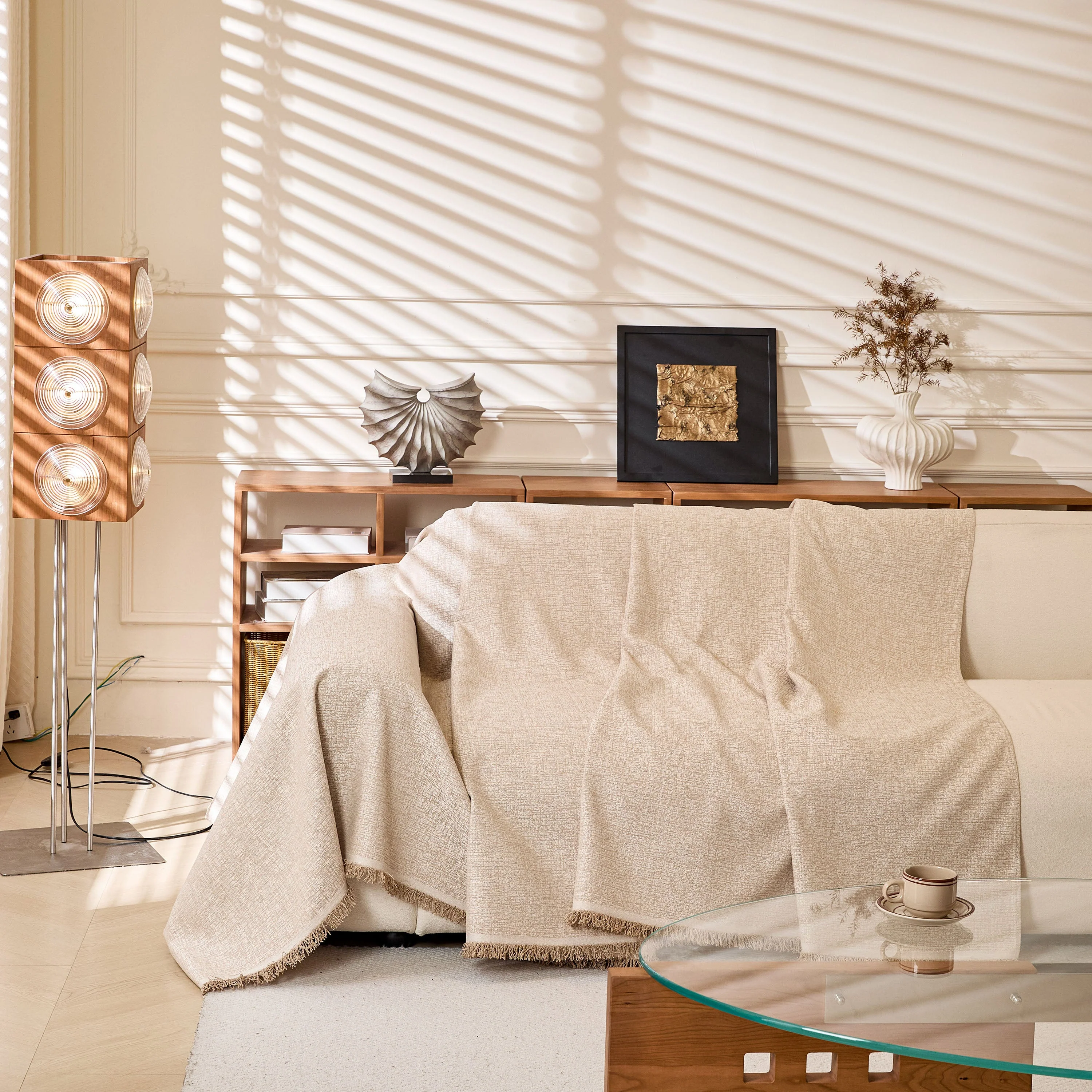 Natural Textured Linen Couch Cover, Breathable & Hypoallergenic Furniture Protector - Image 22