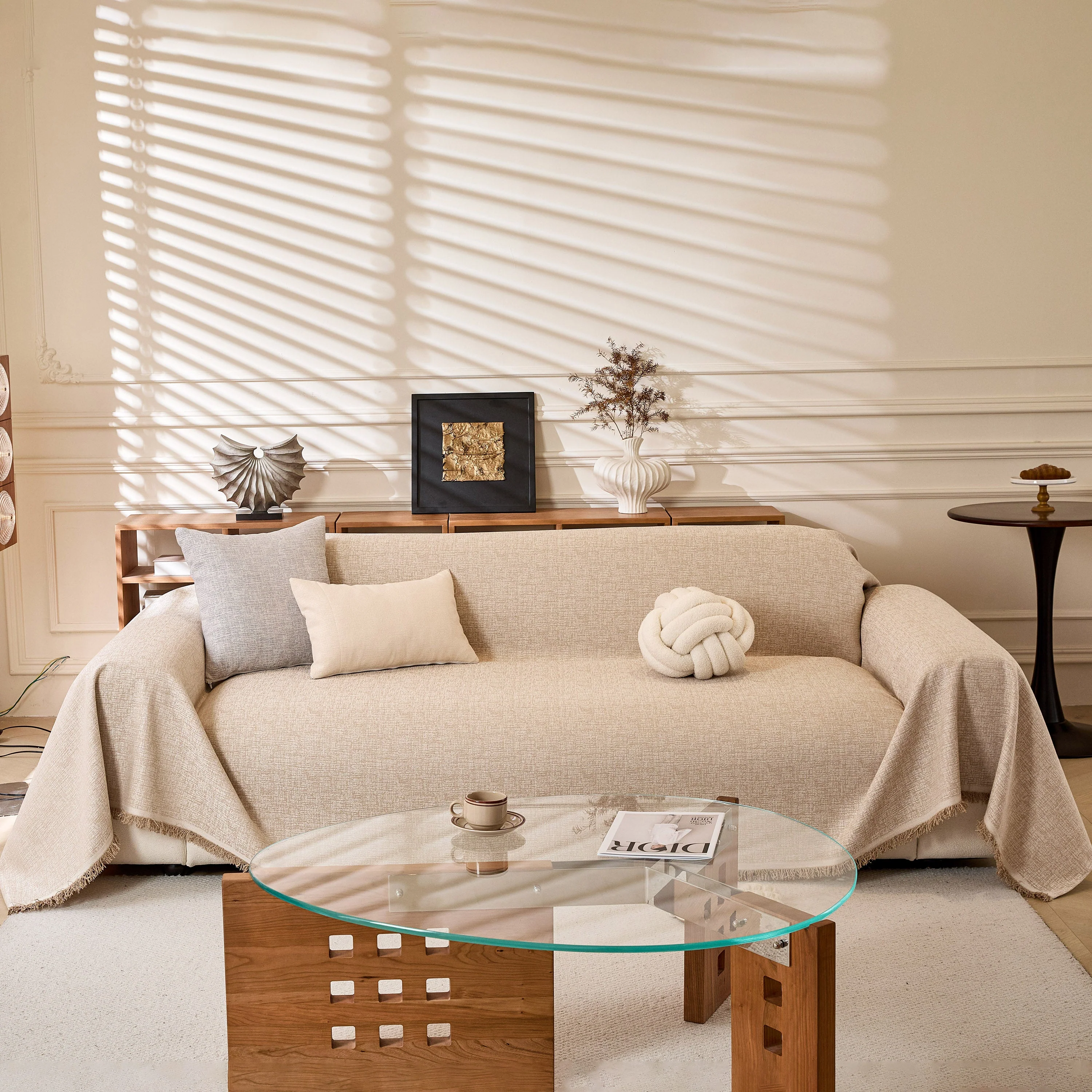 Natural Textured Linen Couch Cover, Breathable & Hypoallergenic Furniture Protector - Image 24