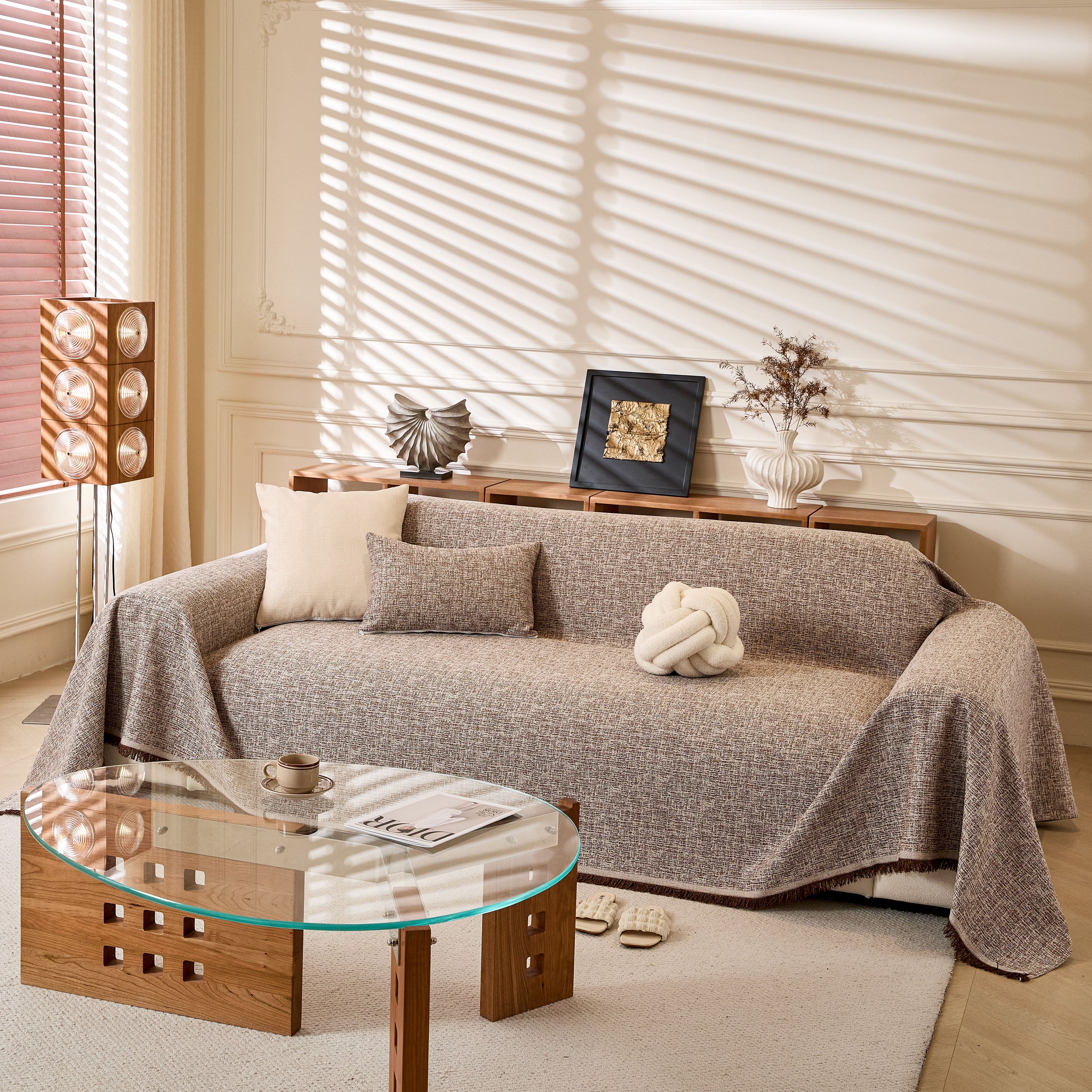 Natural Textured Linen Couch Cover, Breathable & Hypoallergenic Furniture Protector - Image 27