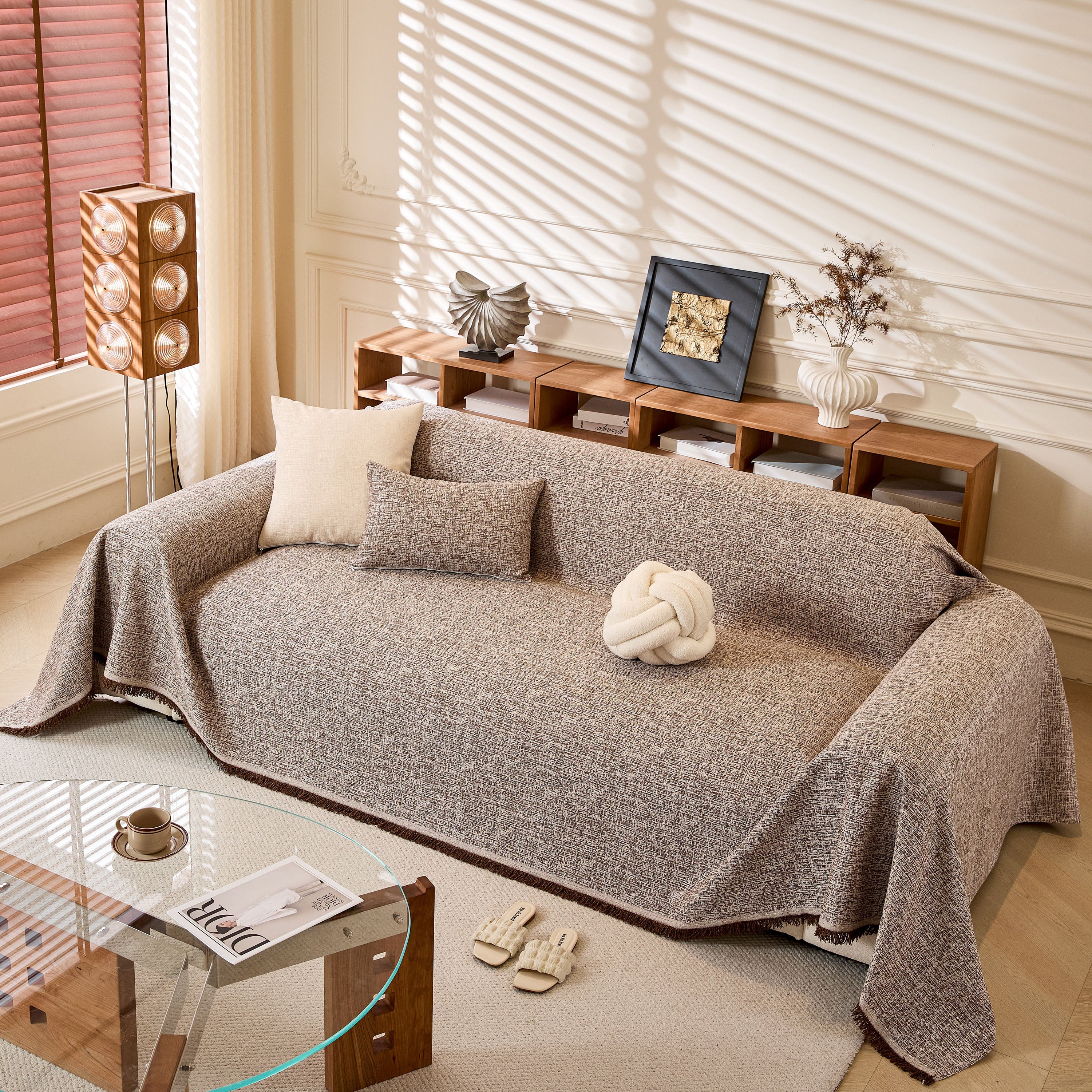 Natural Textured Linen Couch Cover, Breathable & Hypoallergenic Furniture Protector - Image 28