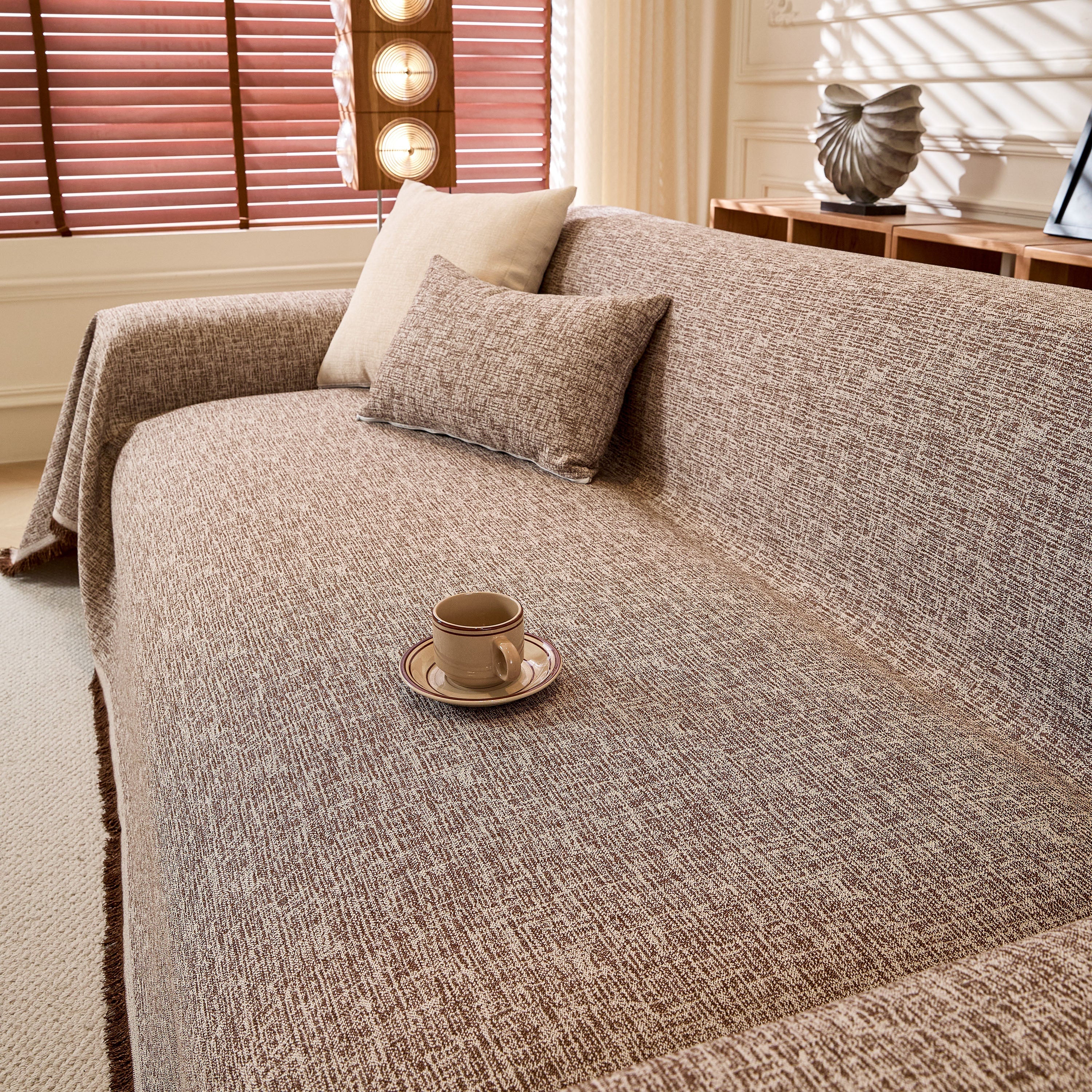Natural Textured Linen Couch Cover, Breathable & Hypoallergenic Furniture Protector - Image 35