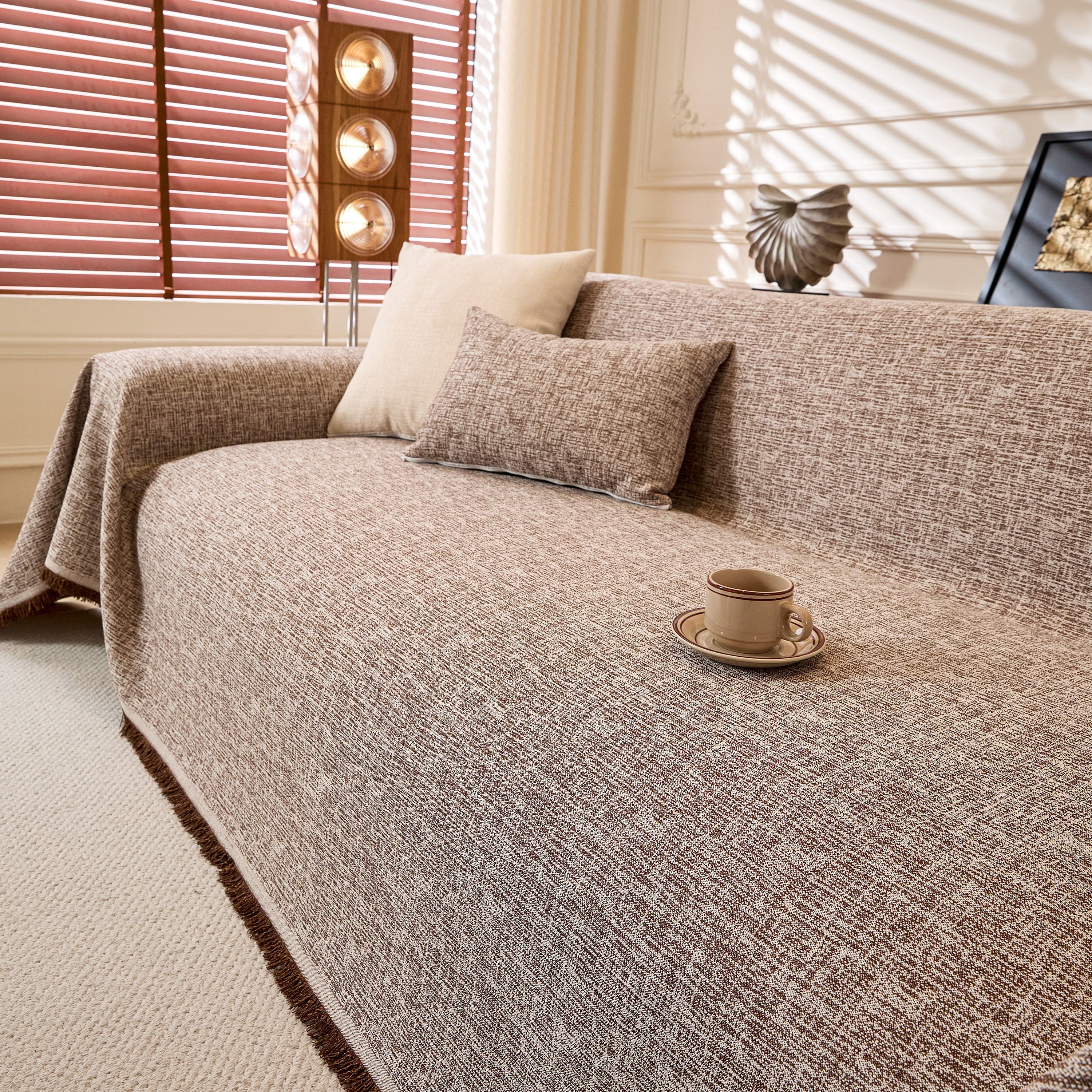 Natural Textured Linen Couch Cover, Breathable & Hypoallergenic Furniture Protector - Image 36