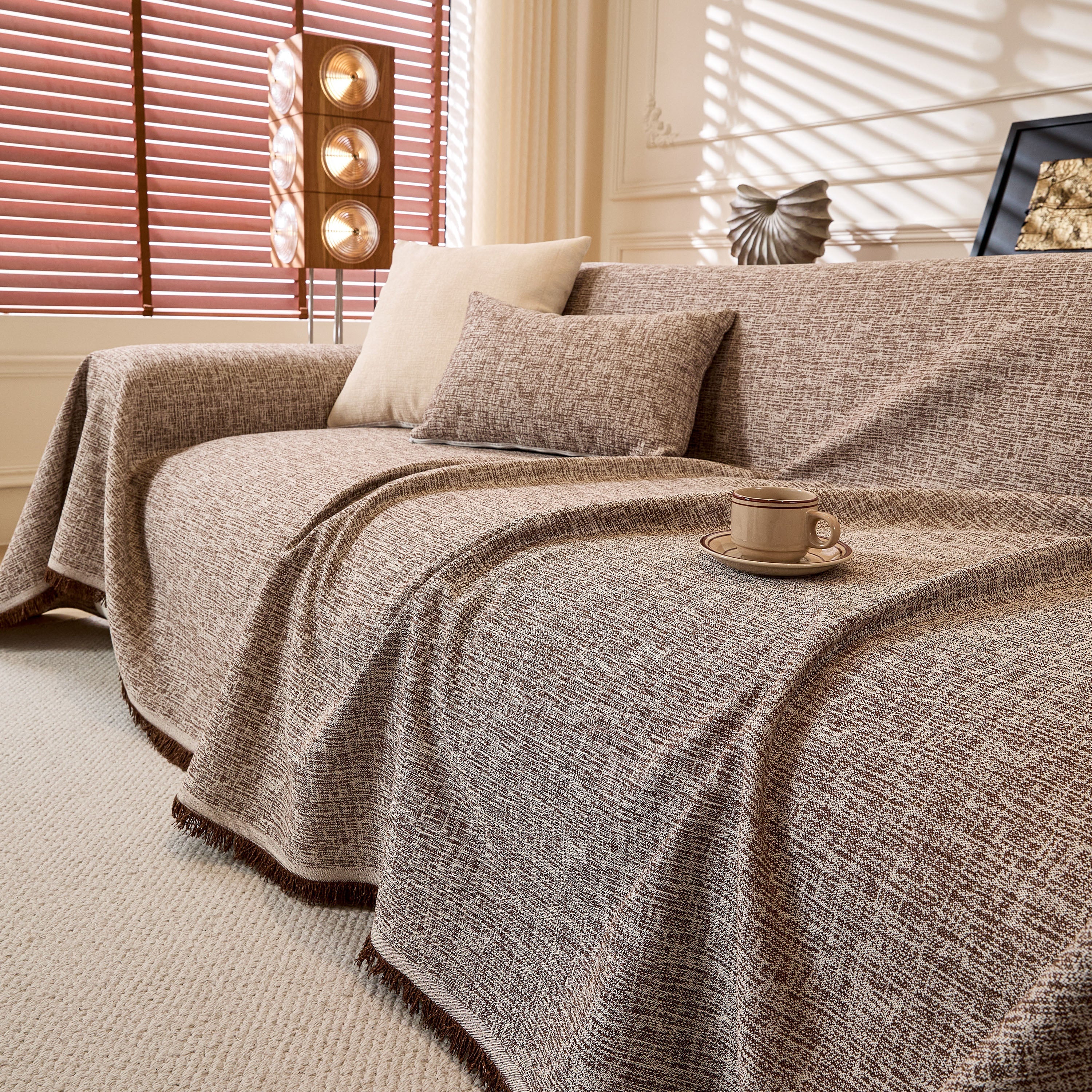 Natural Textured Linen Couch Cover, Breathable & Hypoallergenic Furniture Protector - Image 40