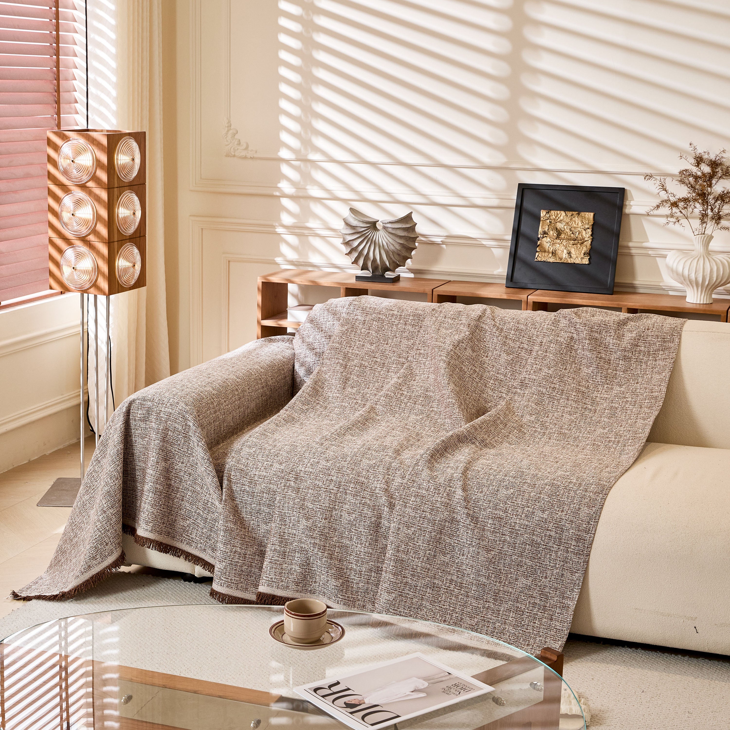 Natural Textured Linen Couch Cover, Breathable & Hypoallergenic Furniture Protector - Image 43