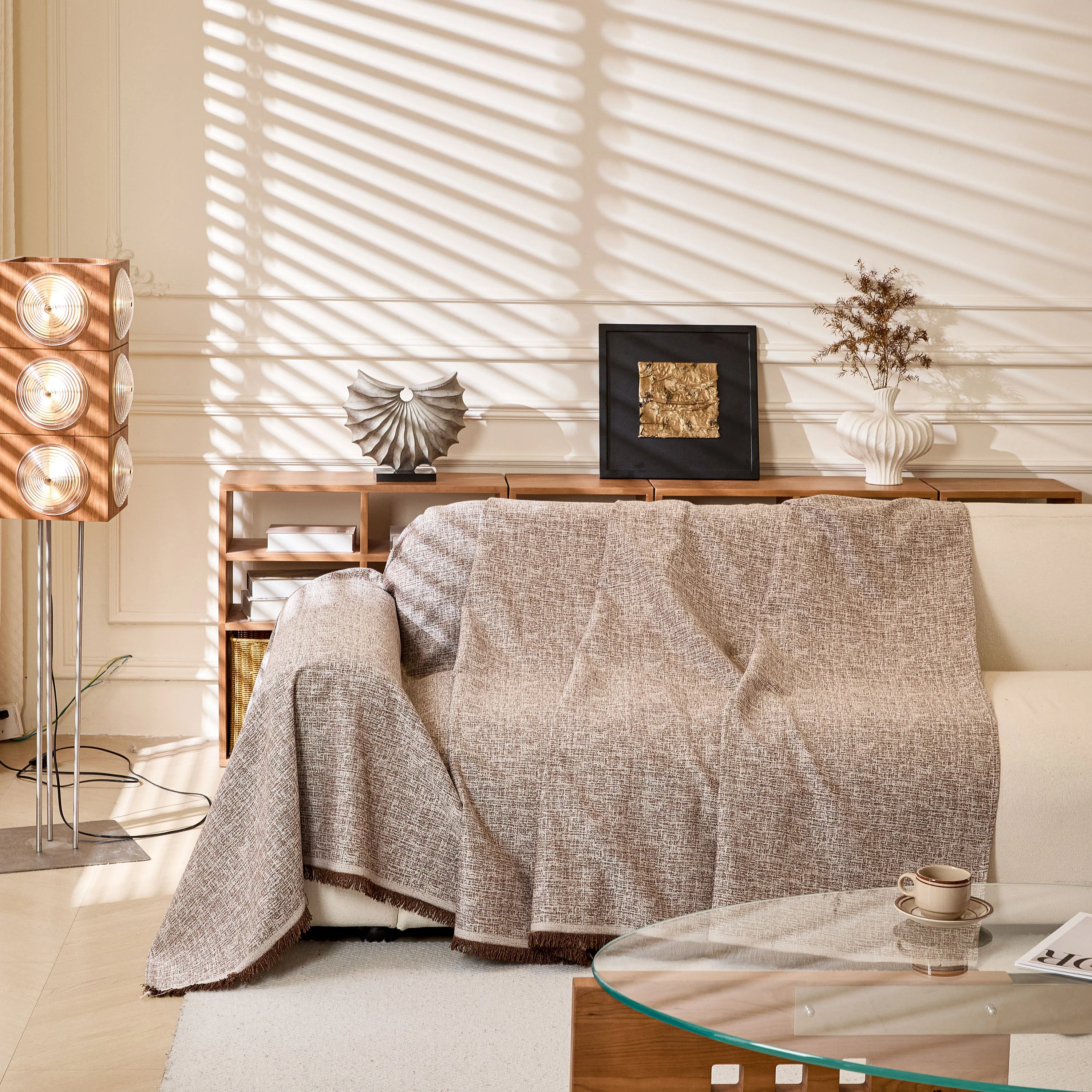 Natural Textured Linen Couch Cover, Breathable & Hypoallergenic Furniture Protector - Image 44