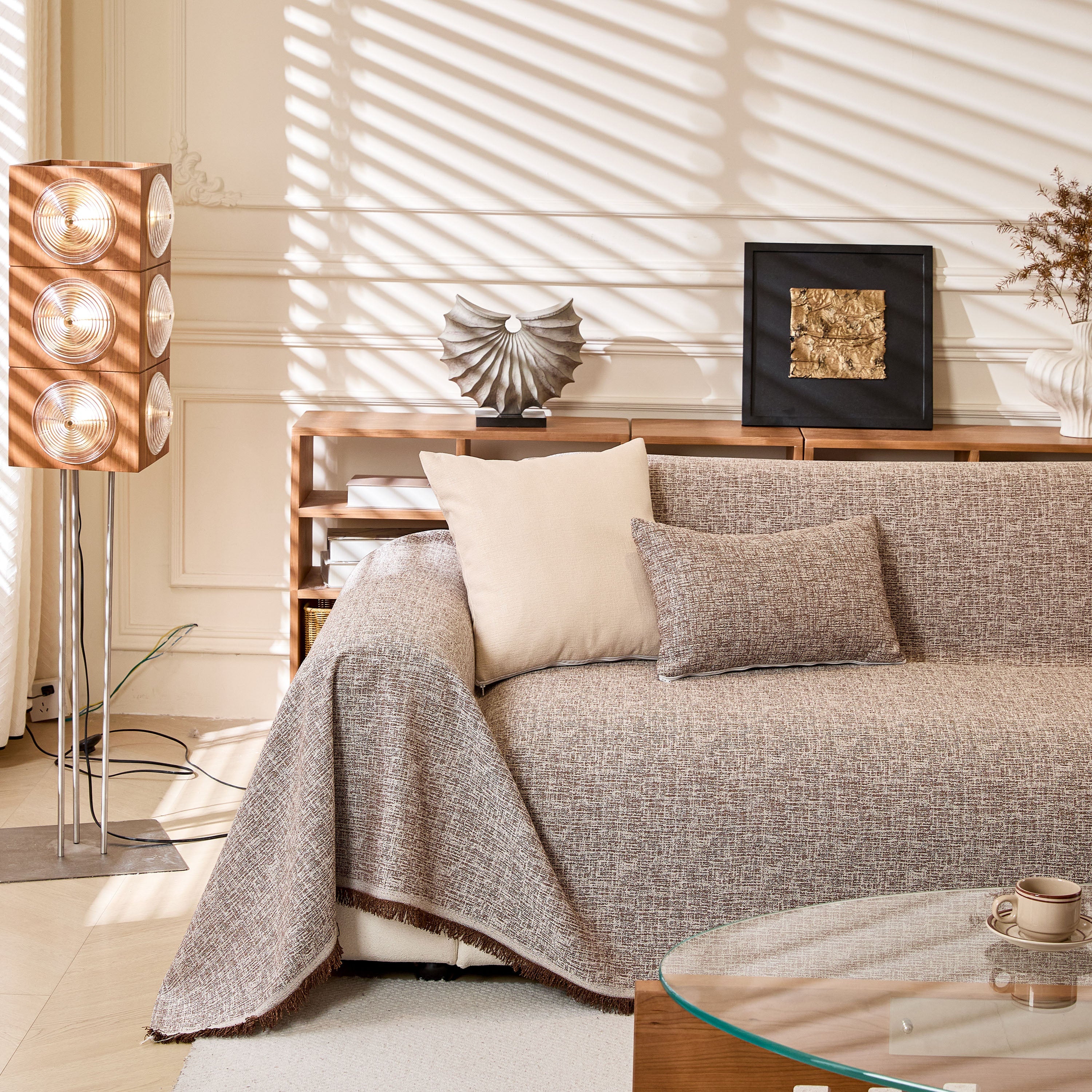 Natural Textured Linen Couch Cover, Breathable & Hypoallergenic Furniture Protector - Image 45