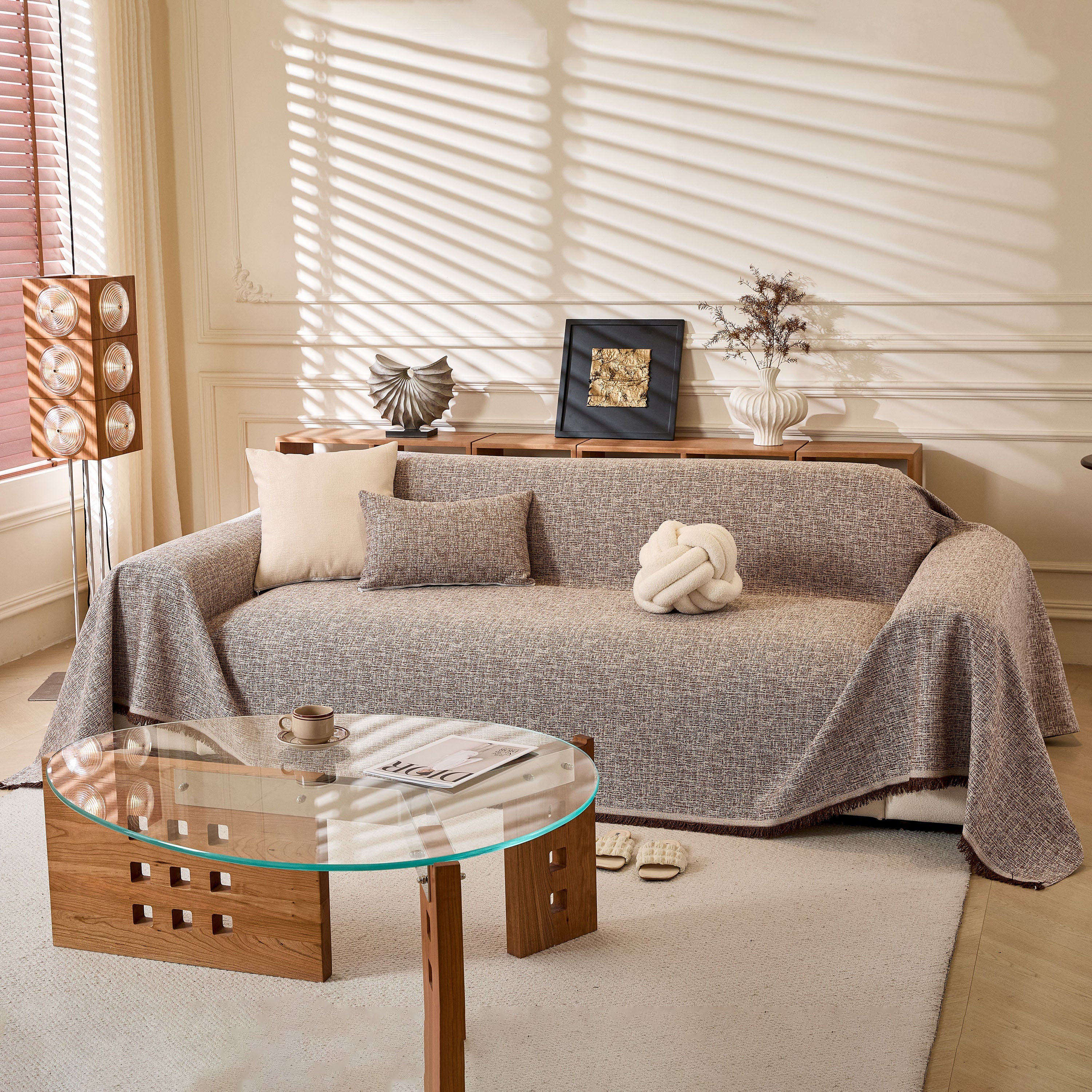 Natural Textured Linen Couch Cover, Breathable & Hypoallergenic Furniture Protector - Image 46