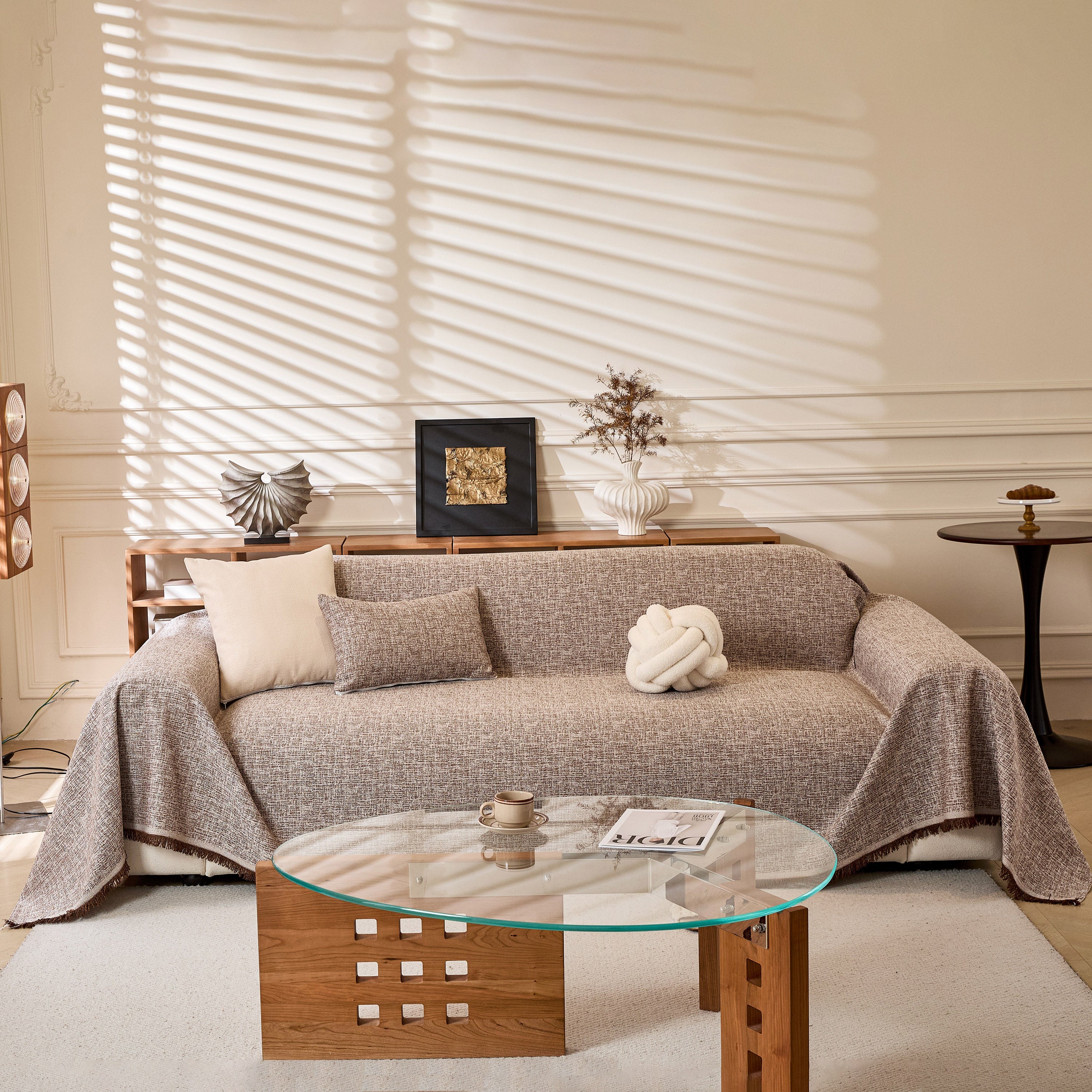 Natural Textured Linen Couch Cover, Breathable & Hypoallergenic Furniture Protector - Image 47