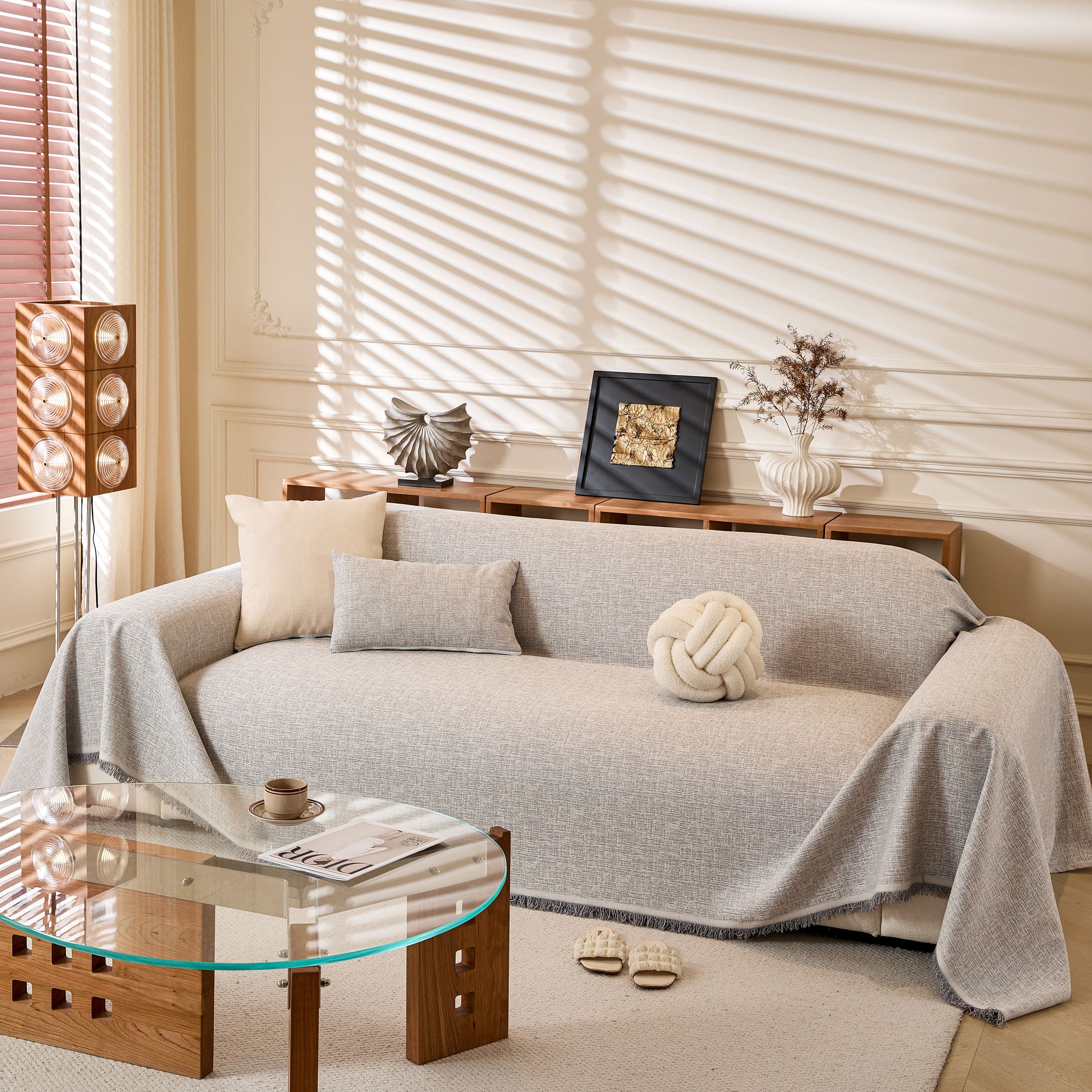 Natural Textured Linen Couch Cover, Breathable & Hypoallergenic Furniture Protector - Image 50
