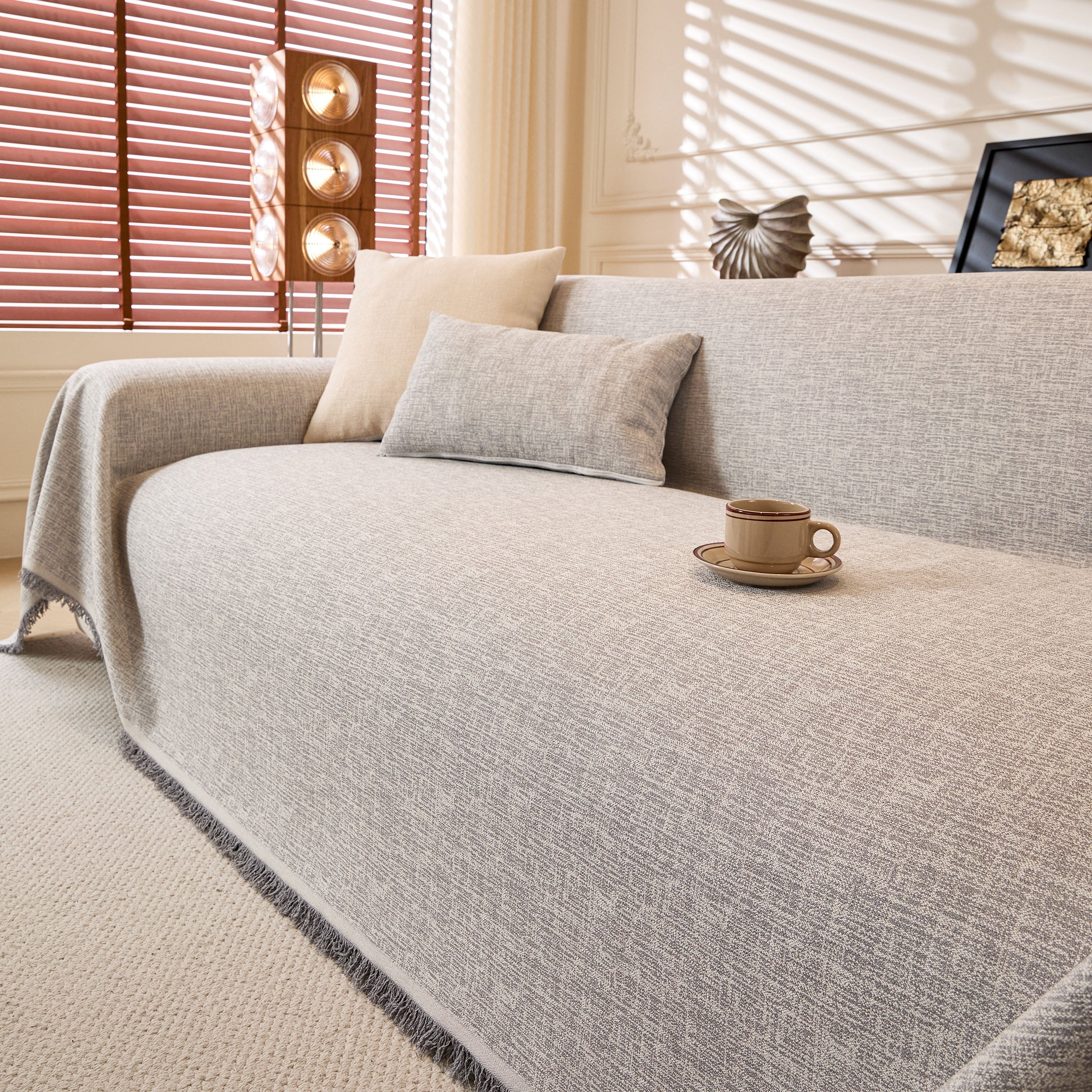 Natural Textured Linen Couch Cover, Breathable & Hypoallergenic Furniture Protector - Image 58