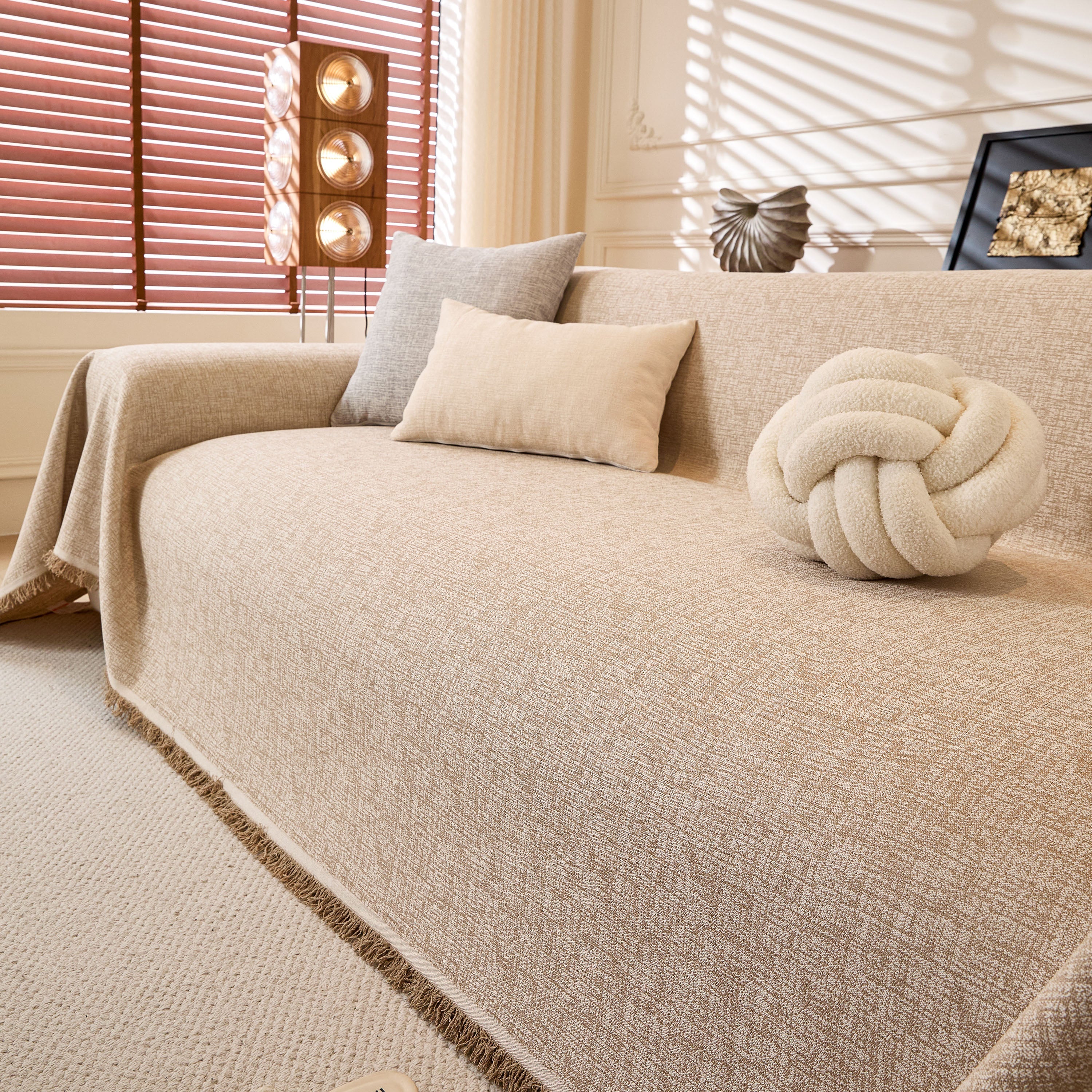 Natural Textured Linen Couch Cover, Breathable & Hypoallergenic Furniture Protector - Image 6