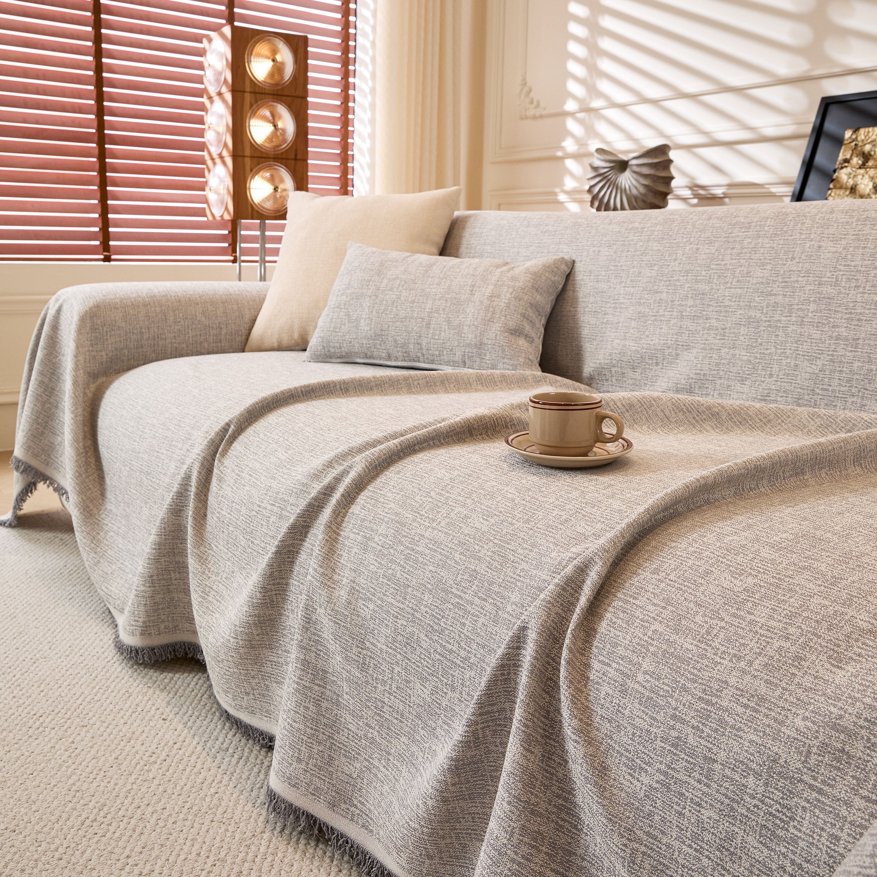 Natural Textured Linen Couch Cover, Breathable & Hypoallergenic Furniture Protector - Image 64
