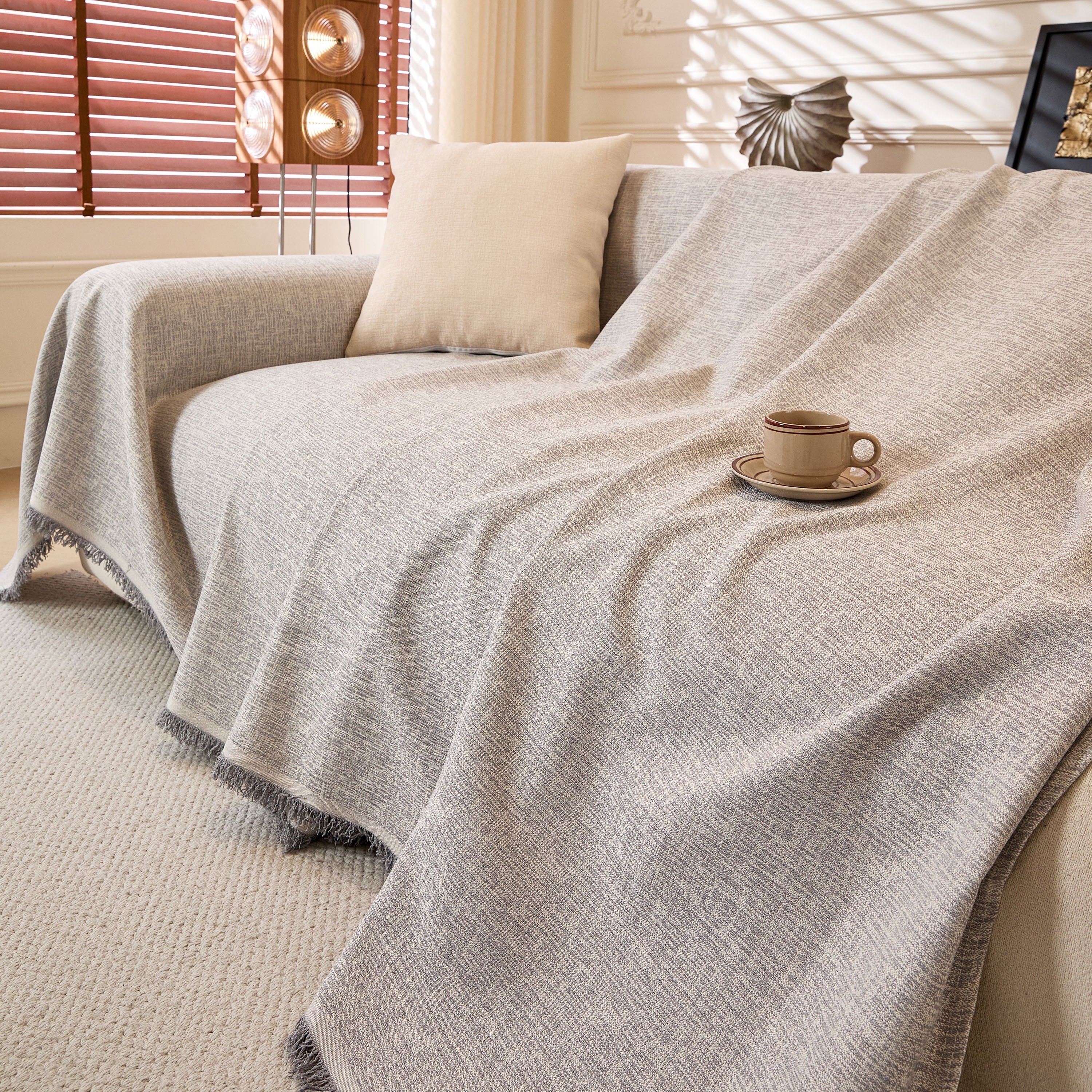 Natural Textured Linen Couch Cover, Breathable & Hypoallergenic Furniture Protector - Image 65
