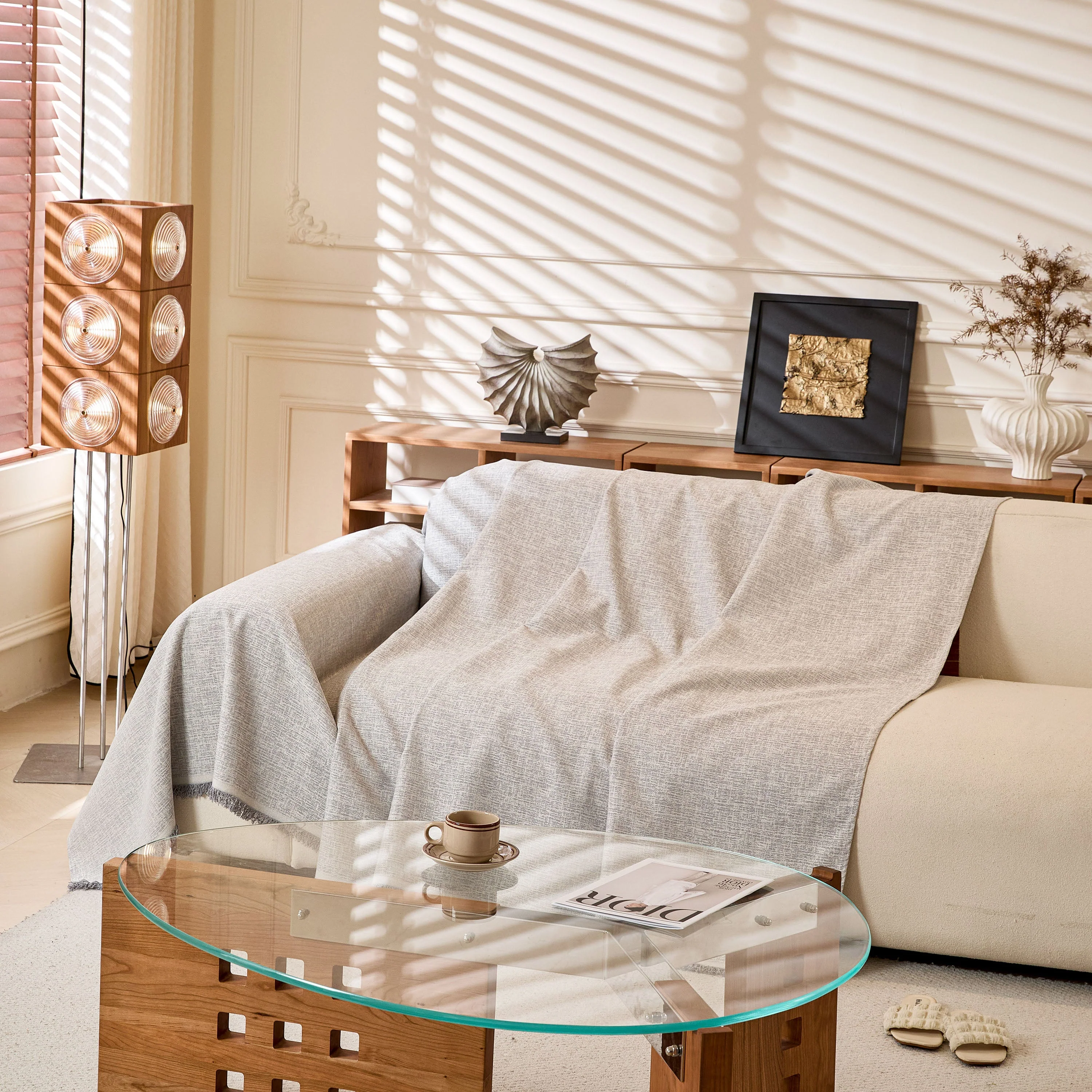 Natural Textured Linen Couch Cover, Breathable & Hypoallergenic Furniture Protector - Image 66