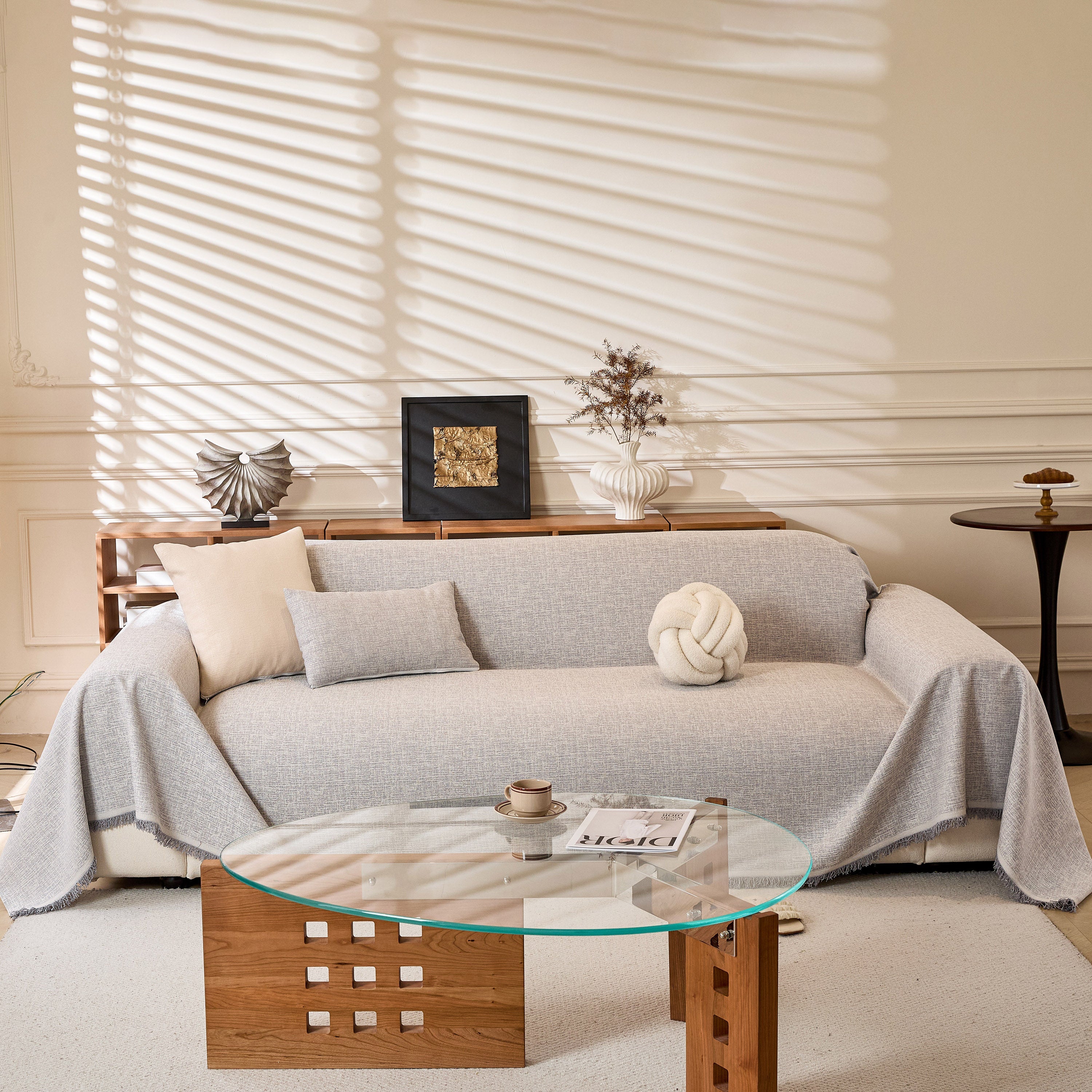 Natural Textured Linen Couch Cover, Breathable & Hypoallergenic Furniture Protector - Image 69
