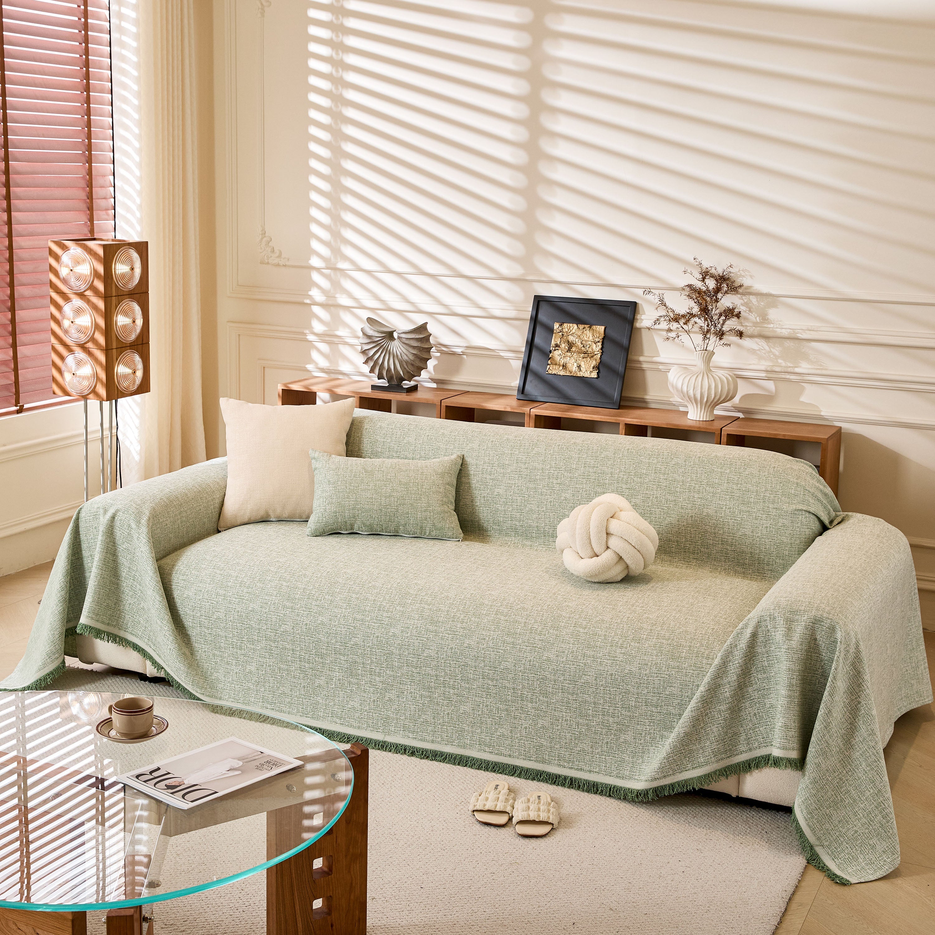 Natural Textured Linen Couch Cover, Breathable & Hypoallergenic Furniture Protector - Image 72