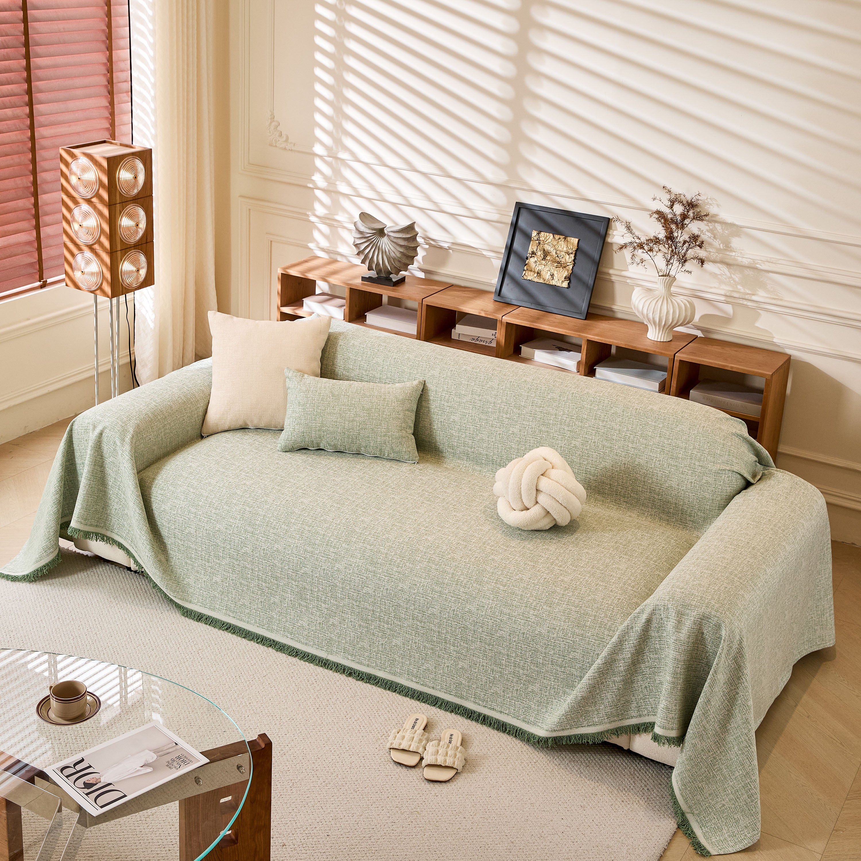 Natural Textured Linen Couch Cover, Breathable & Hypoallergenic Furniture Protector - Image 73