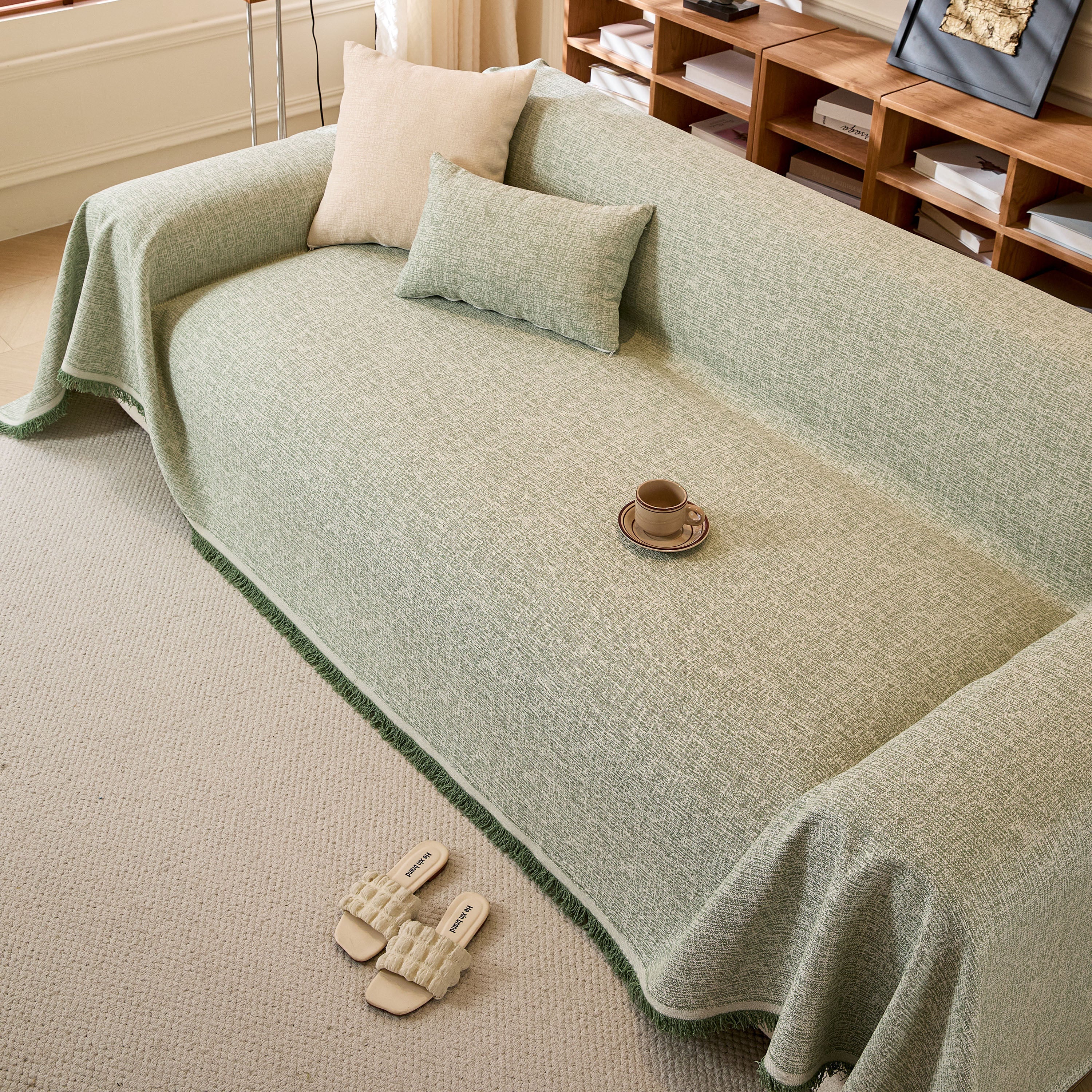 Natural Textured Linen Couch Cover, Breathable & Hypoallergenic Furniture Protector - Image 80
