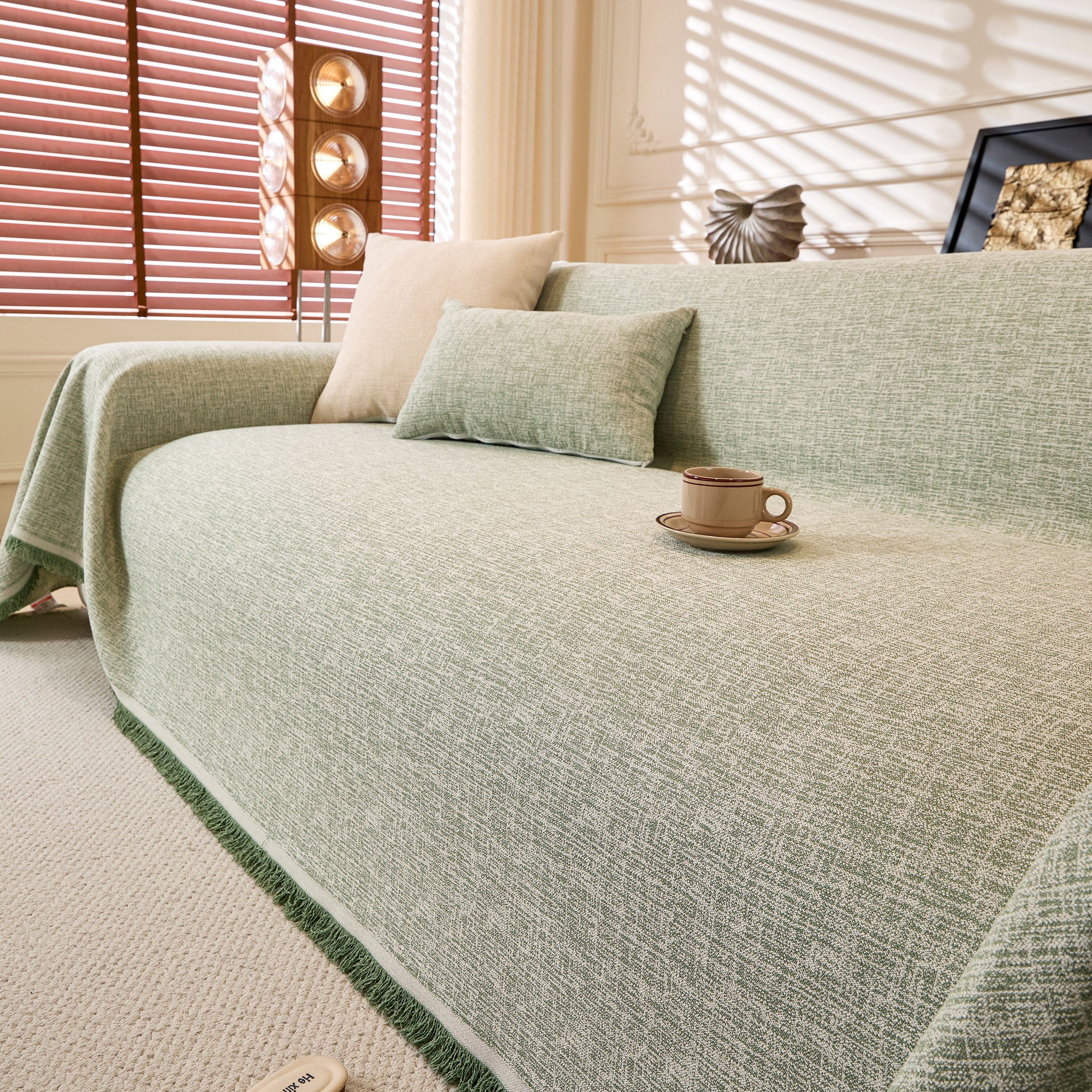 Natural Textured Linen Couch Cover, Breathable & Hypoallergenic Furniture Protector - Image 82