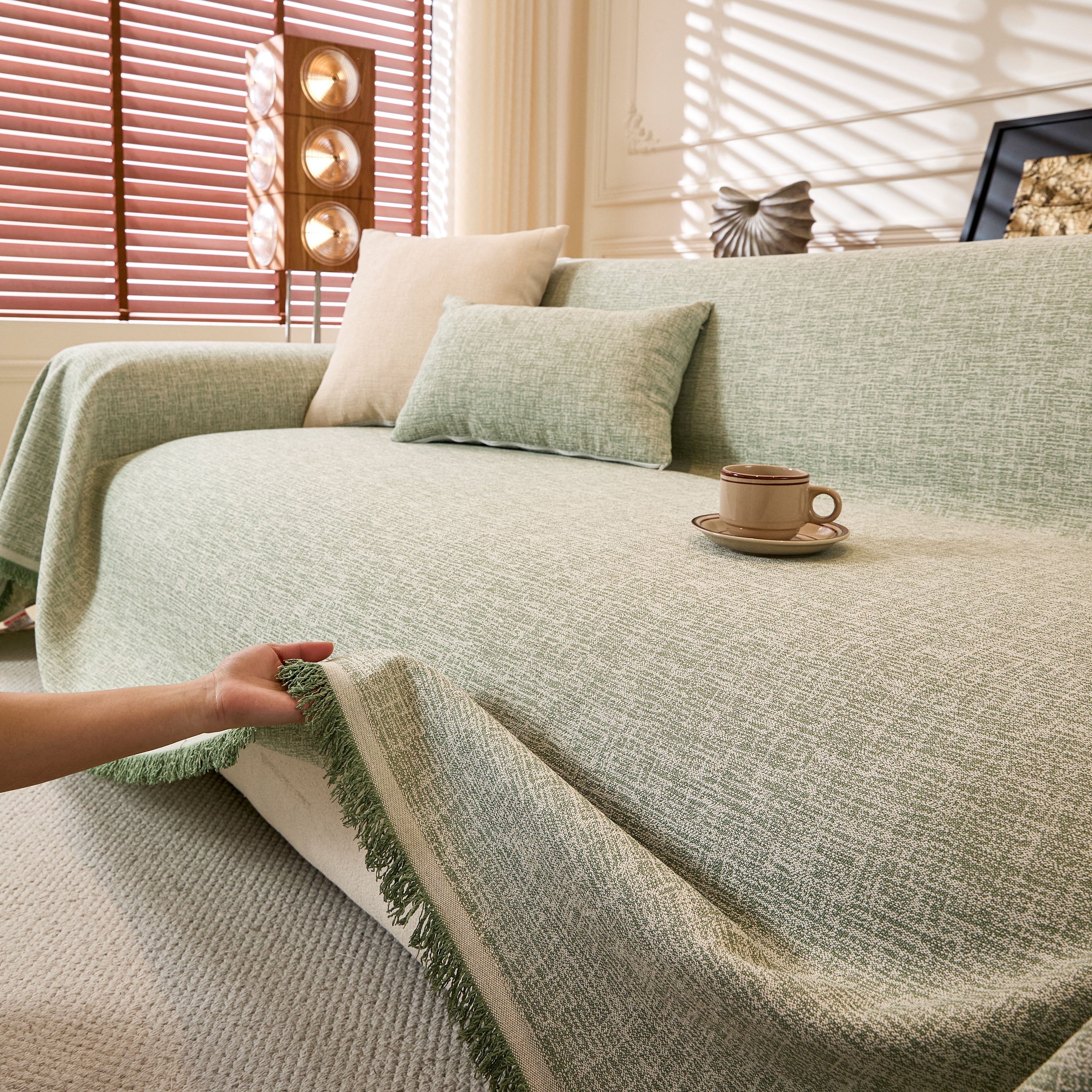 Natural Textured Linen Couch Cover, Breathable & Hypoallergenic Furniture Protector - Image 85