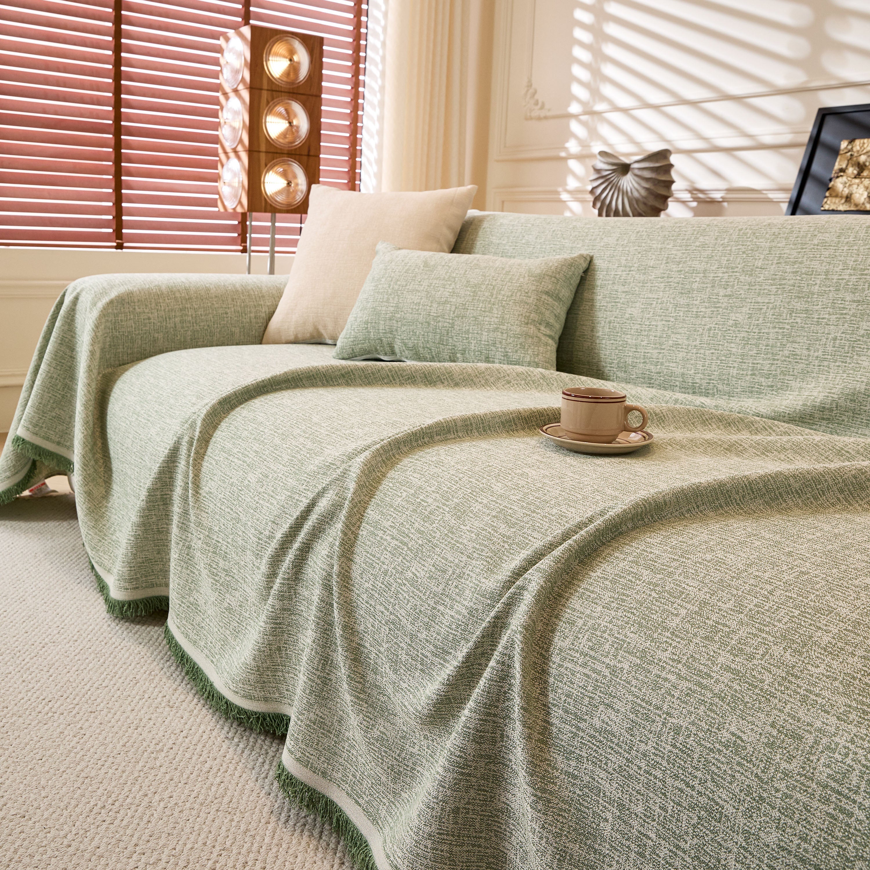 Natural Textured Linen Couch Cover, Breathable & Hypoallergenic Furniture Protector - Image 86