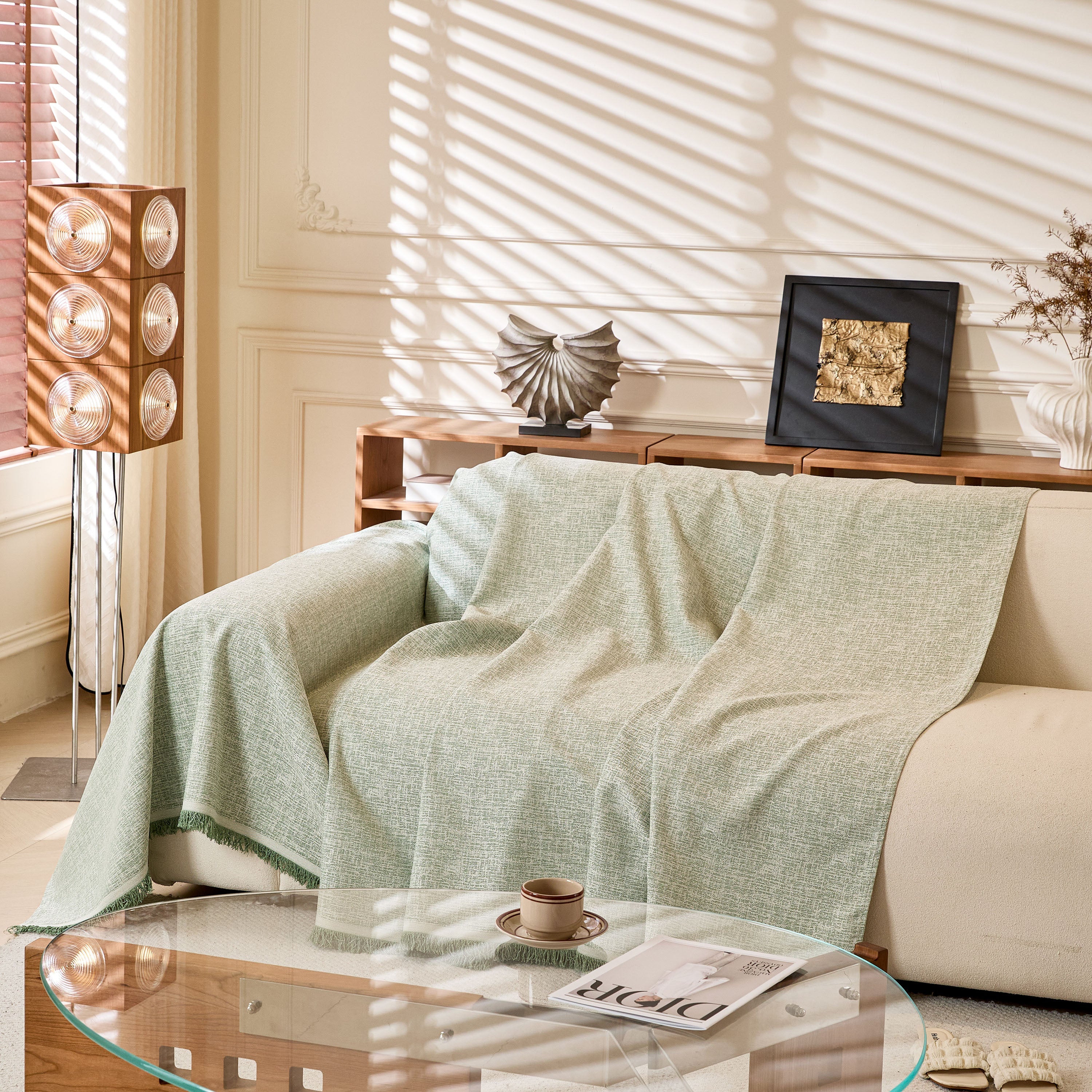 Natural Textured Linen Couch Cover, Breathable & Hypoallergenic Furniture Protector - Image 88