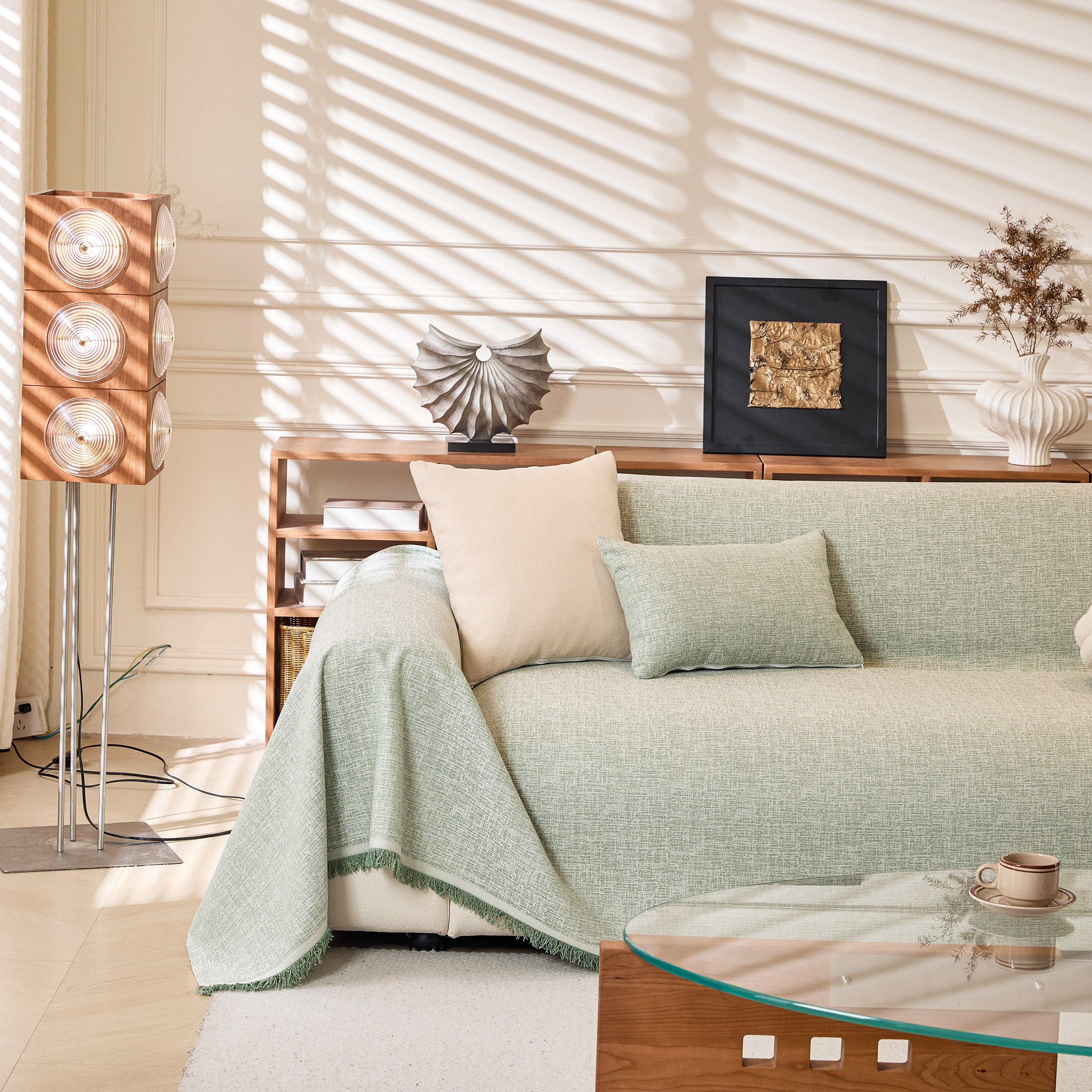 Natural Textured Linen Couch Cover, Breathable & Hypoallergenic Furniture Protector - Image 90
