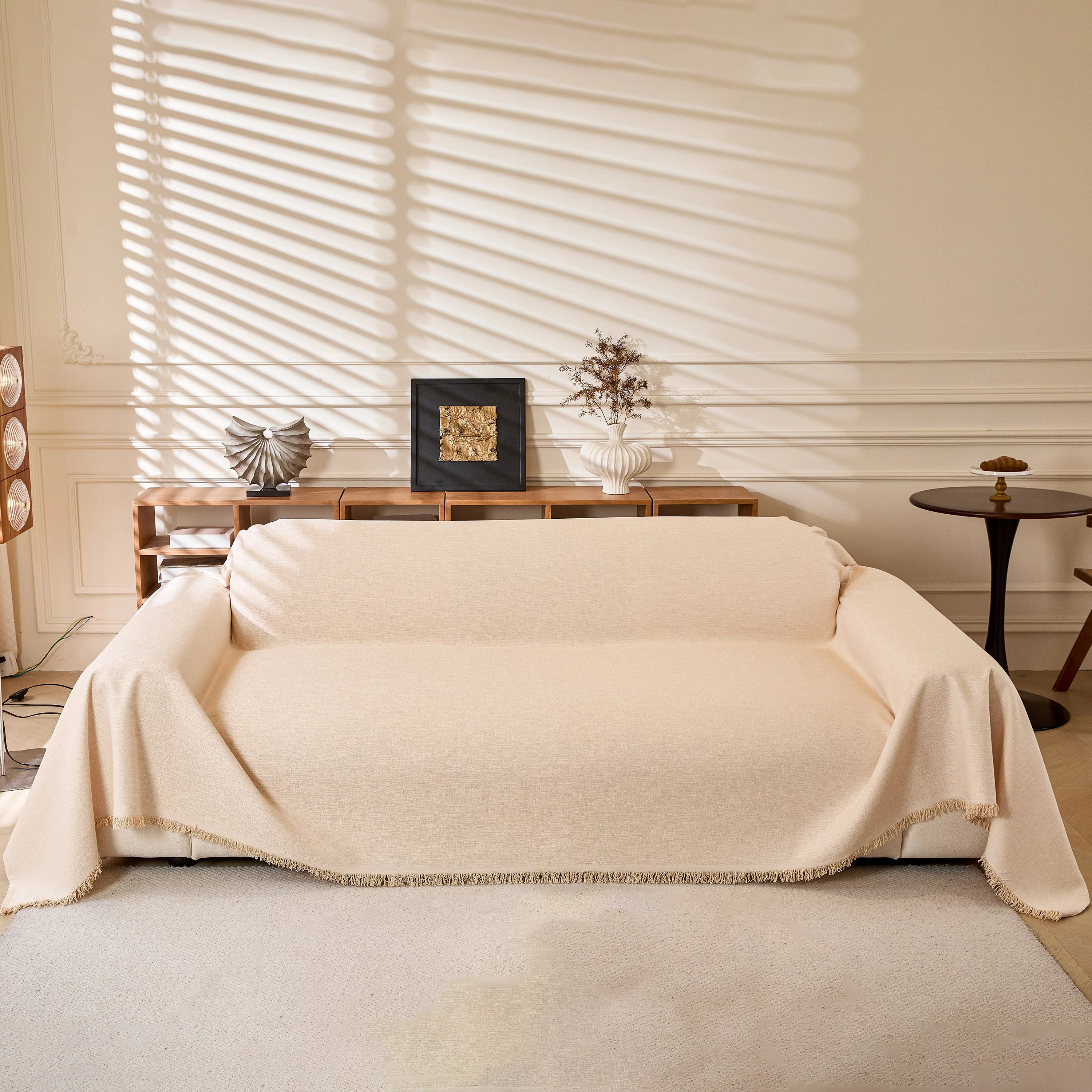 Natural Textured Linen Couch Cover, Breathable & Hypoallergenic Furniture Protector - Image 93
