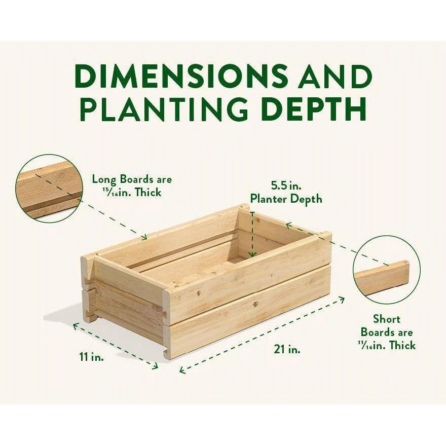 Natural Unfinished Cedar Wood Planter Box 21-inch x 11-inch - Made in USA - Image 3