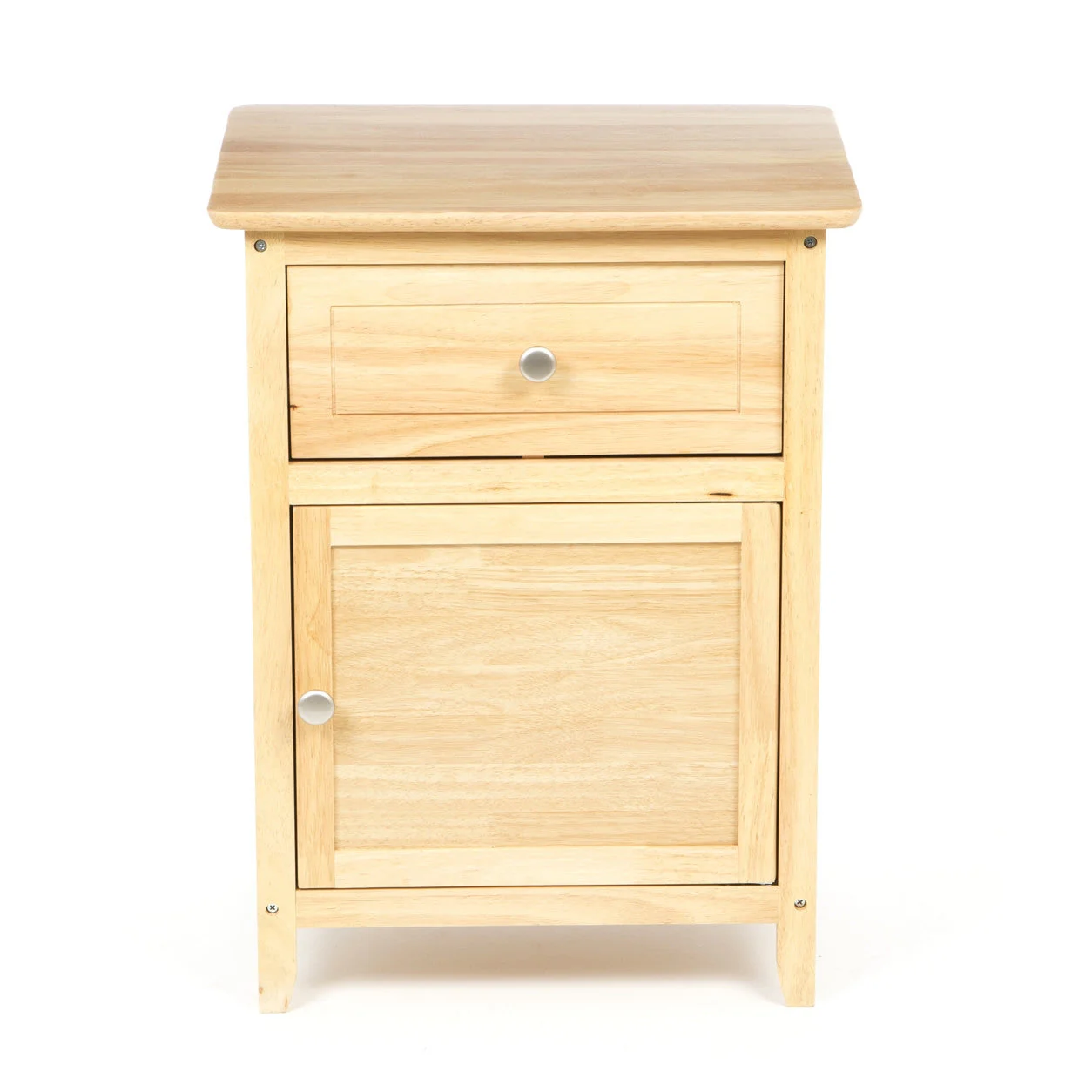 Natural Wood Finish 1-Drawer Bedside Table Cabinet Nightstand - Image 2