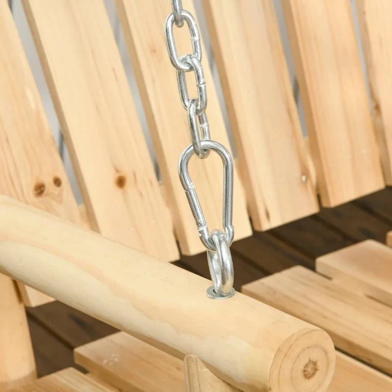 Natural Wooden 2-Seater Hanging Outdoor Porch Swing - Image 3