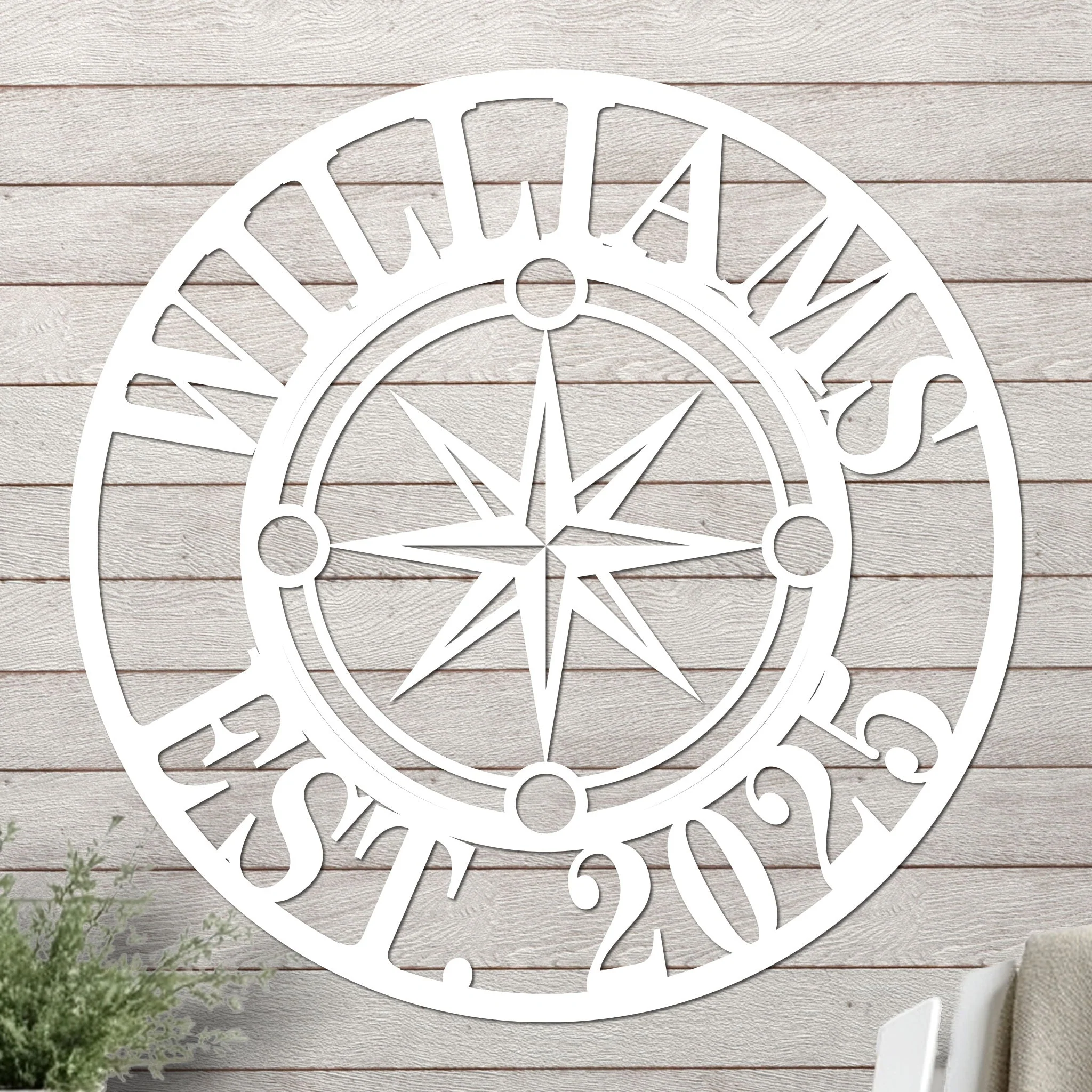 Nautical Star Compass Family Established Sign - Image 2
