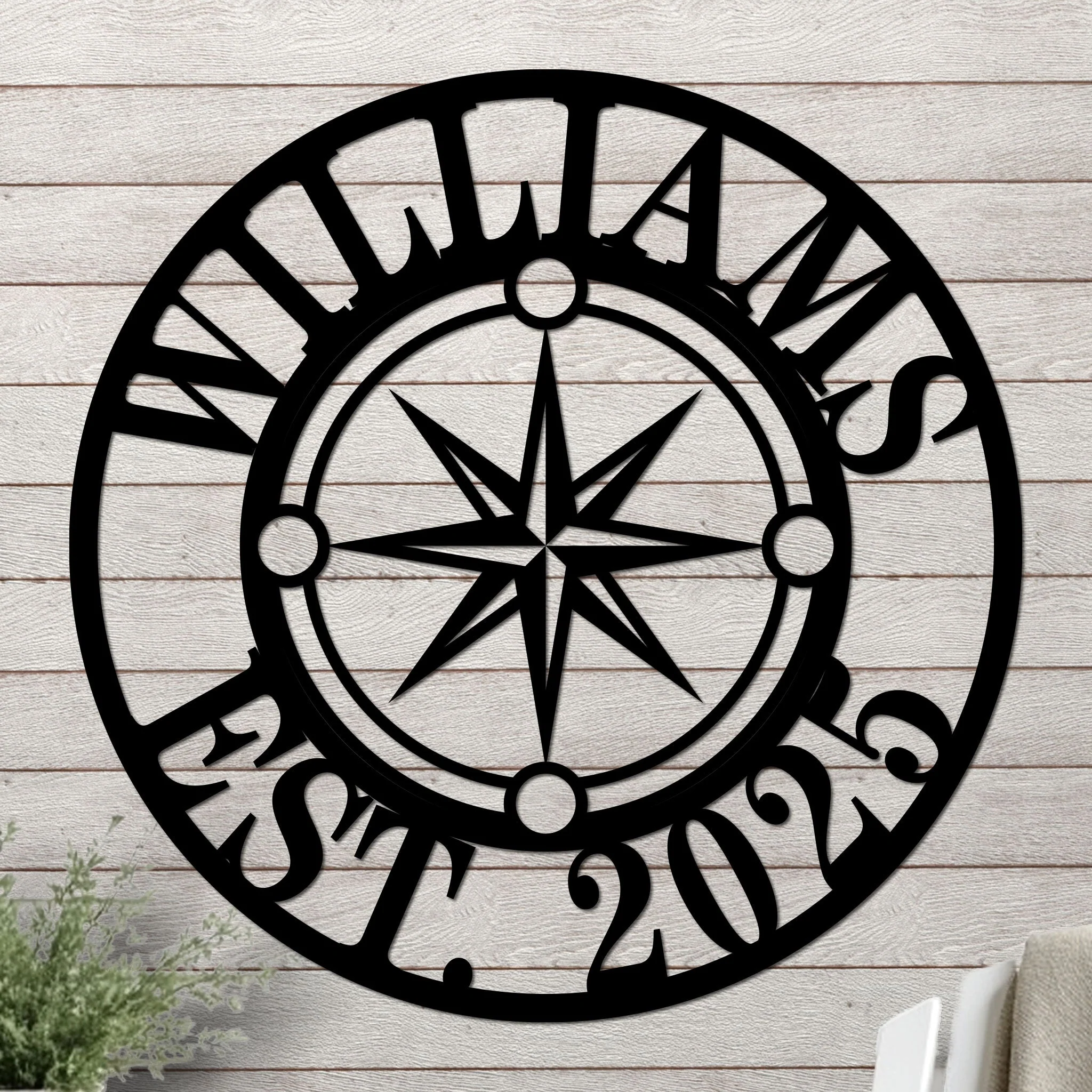 Nautical Star Compass Family Established Sign - Image 8