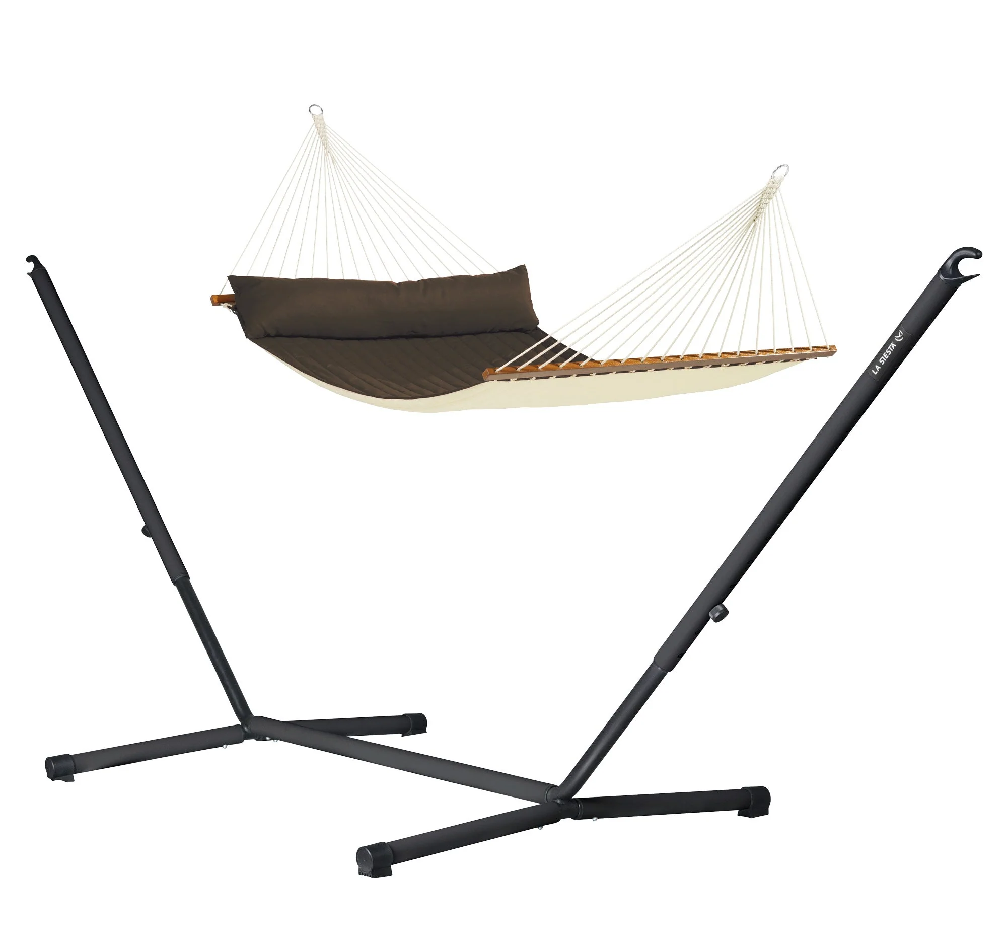 Nautico Anthracite Outdoor R Padded Arabica - Padded Kingsize Spreader Bar Hammock with Powder Coated Steel Stand