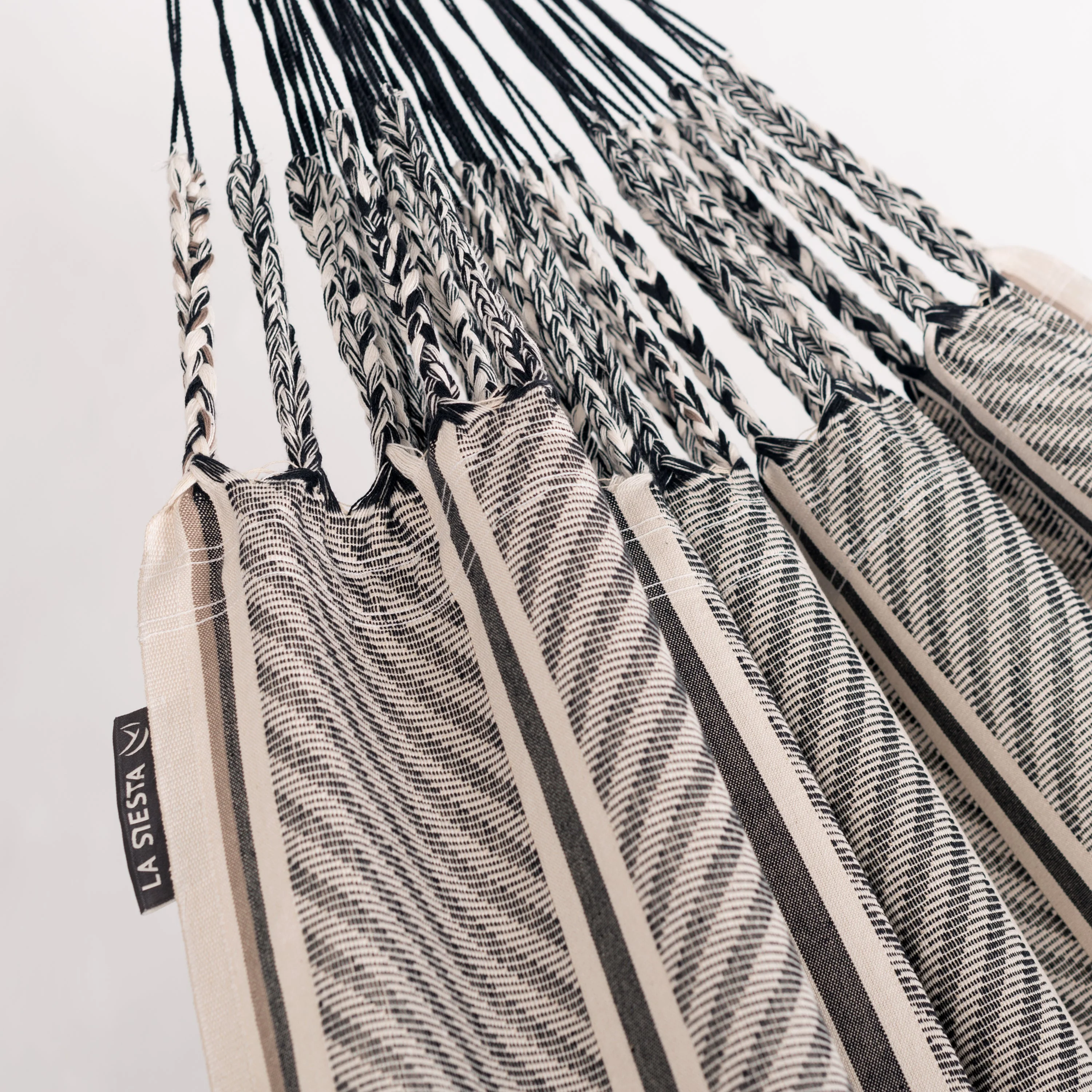 Nautico Cool Grey Colombia Zebra - Organic Cotton Double Hammock with Powder Coated Steel Stand - Image 4