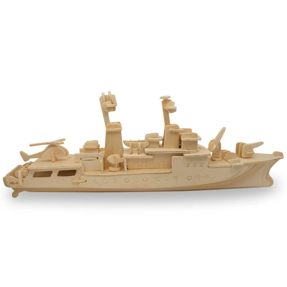 Navy Battleship Destroyer Boat Model Kit Wooden 3D Puzzle 13 Inches Long - Image 3