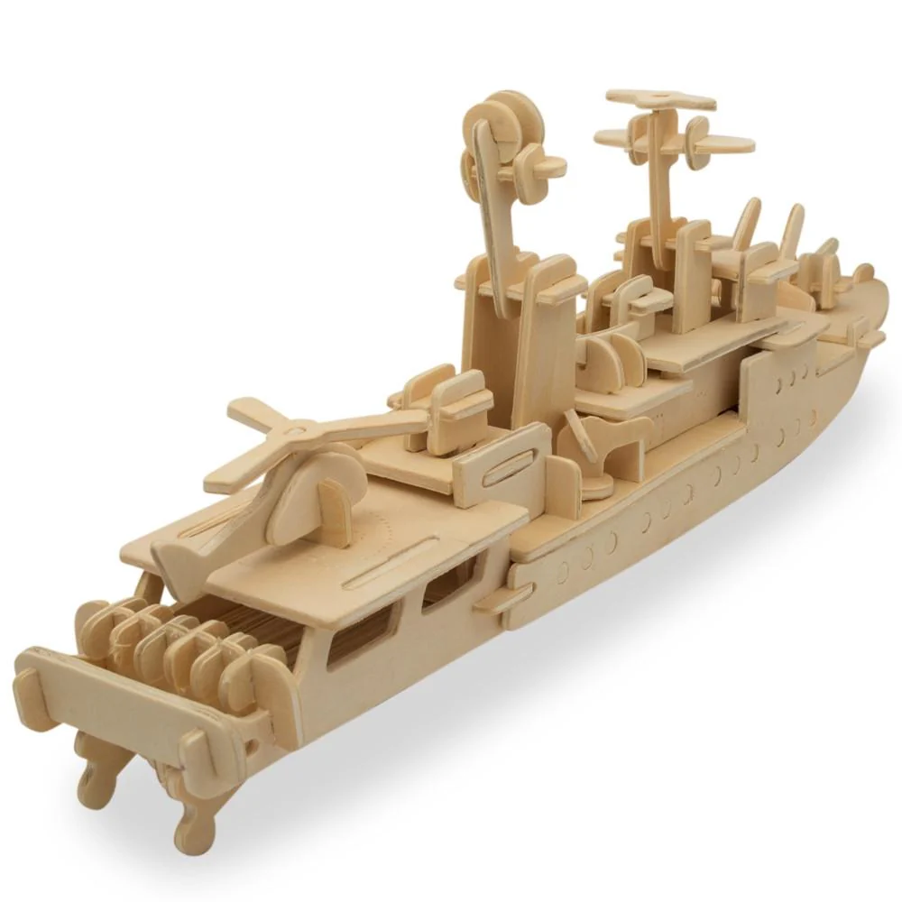 Navy Battleship Destroyer Boat Model Kit Wooden 3D Puzzle 13 Inches Long - Image 4