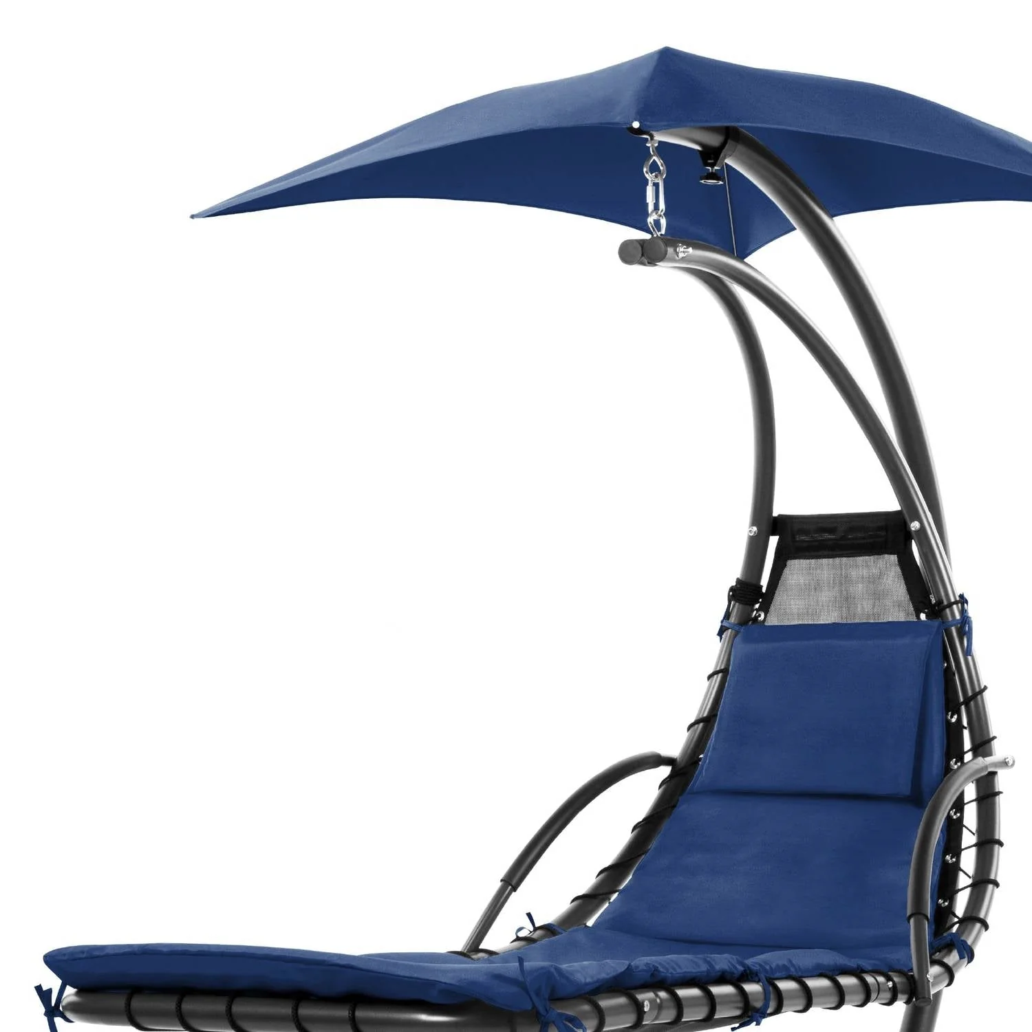 Navy Blue Single Person Sturdy Modern Chaise Lounger Hammock Chair Porch Swing - Image 4