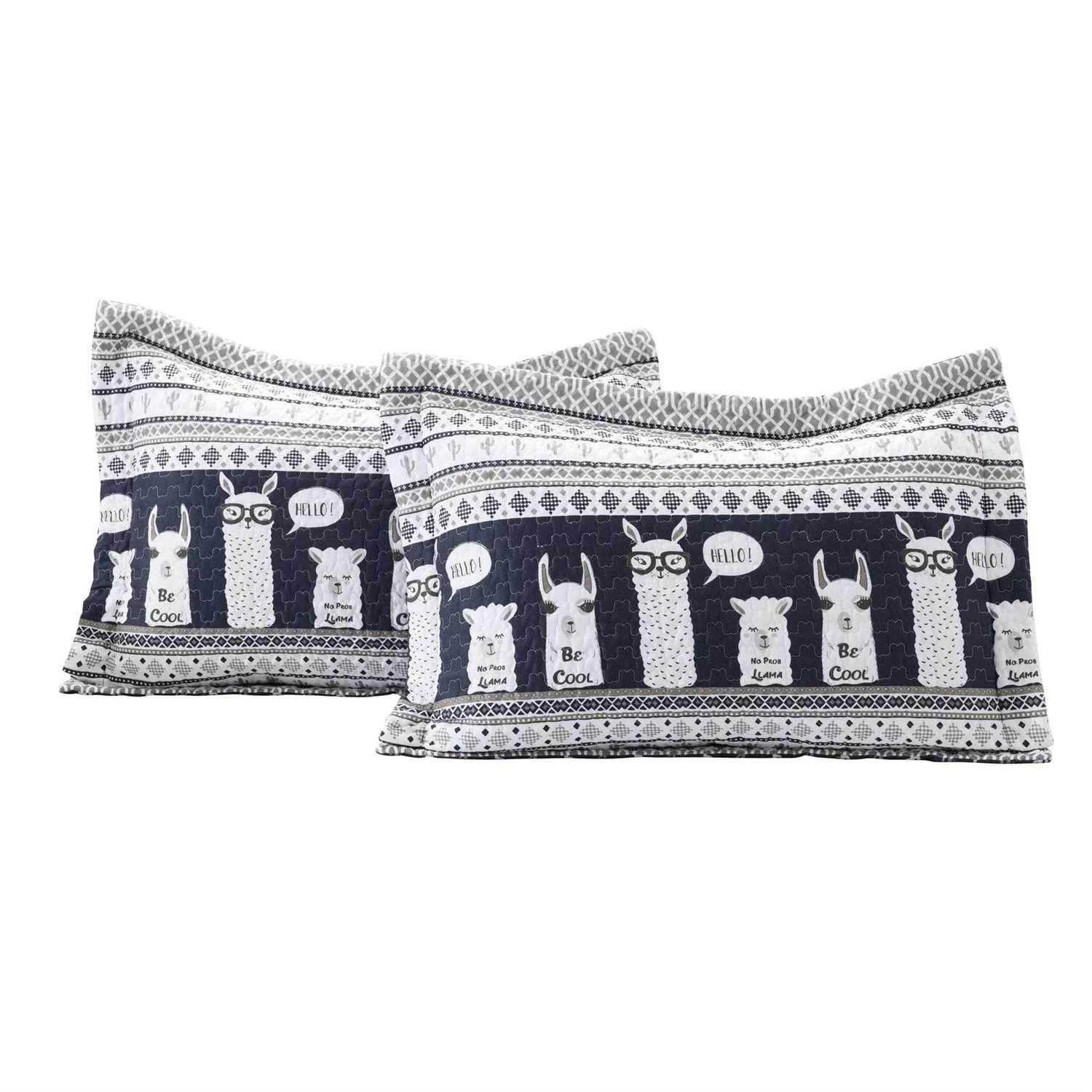 Navy White Stripes Llama Cactus Southwest 6 Piece Lightweight Daybed Cover Set - Image 3