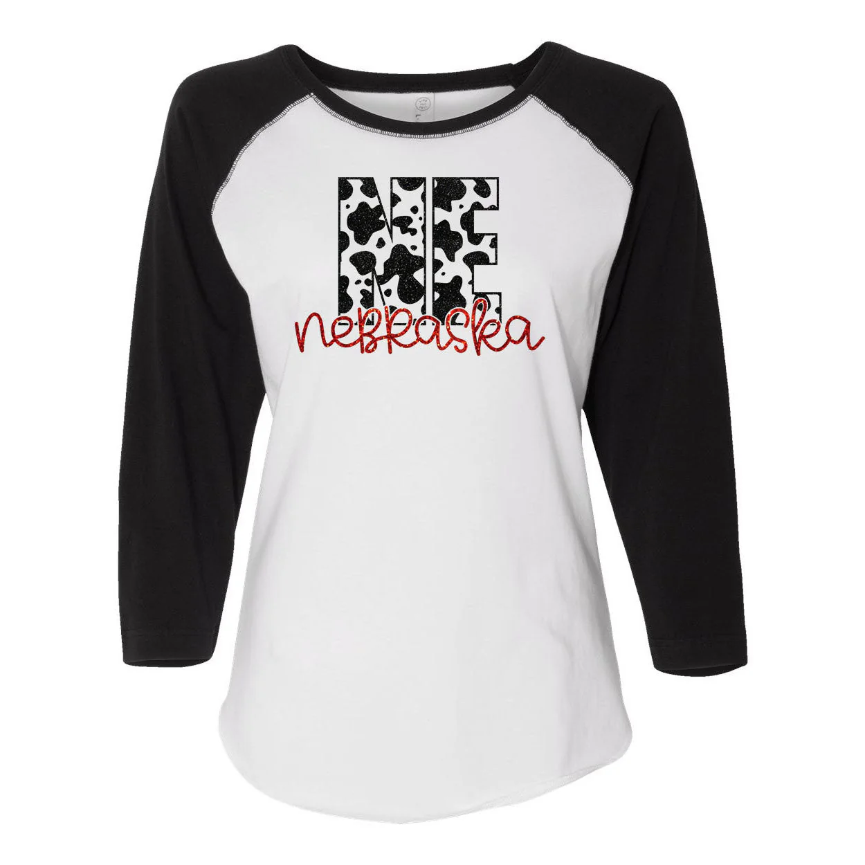 Nebraska Cow Print Baseball Tee | Multiple Sizes | Nature Finds & Designs