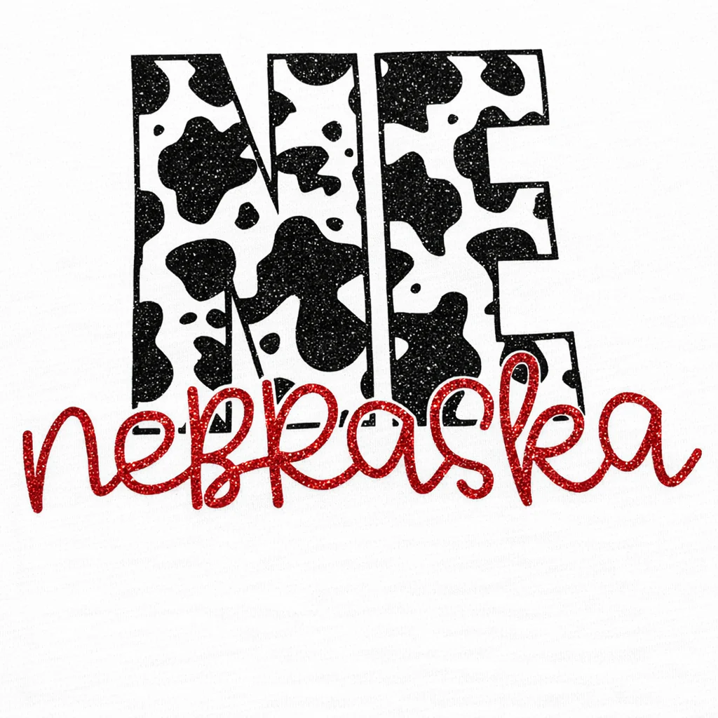 Nebraska Cow Print Baseball Tee | Multiple Sizes | Nature Finds & Designs - Image 4